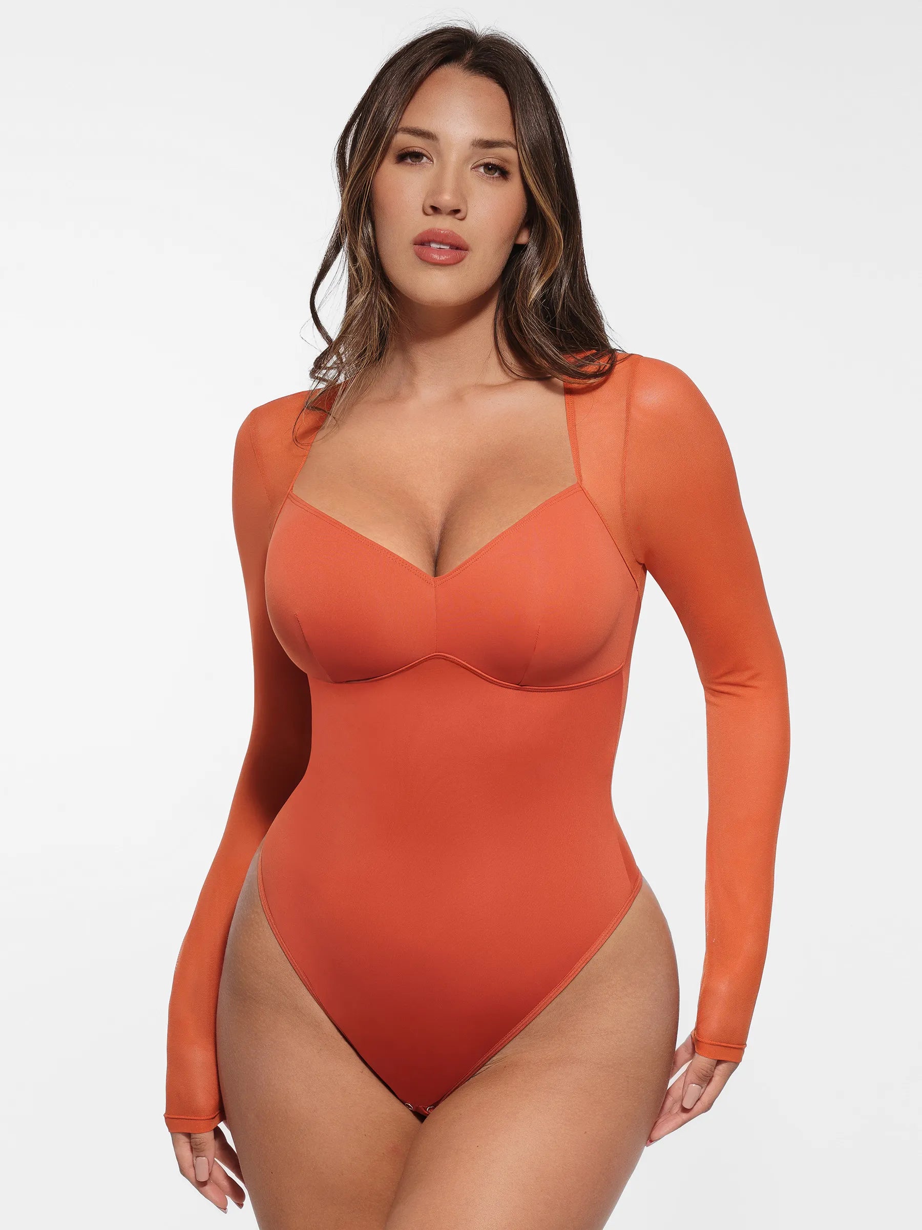 MyCurve Mesh Panel V-Neck Bodysuit