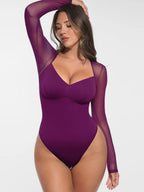 MyCurve Mesh Panel V-Neck Bodysuit