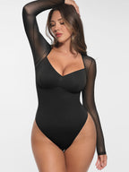MyCurve Mesh Panel V-Neck Bodysuit