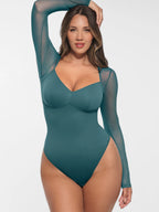 MyCurve Mesh Panel V-Neck Bodysuit