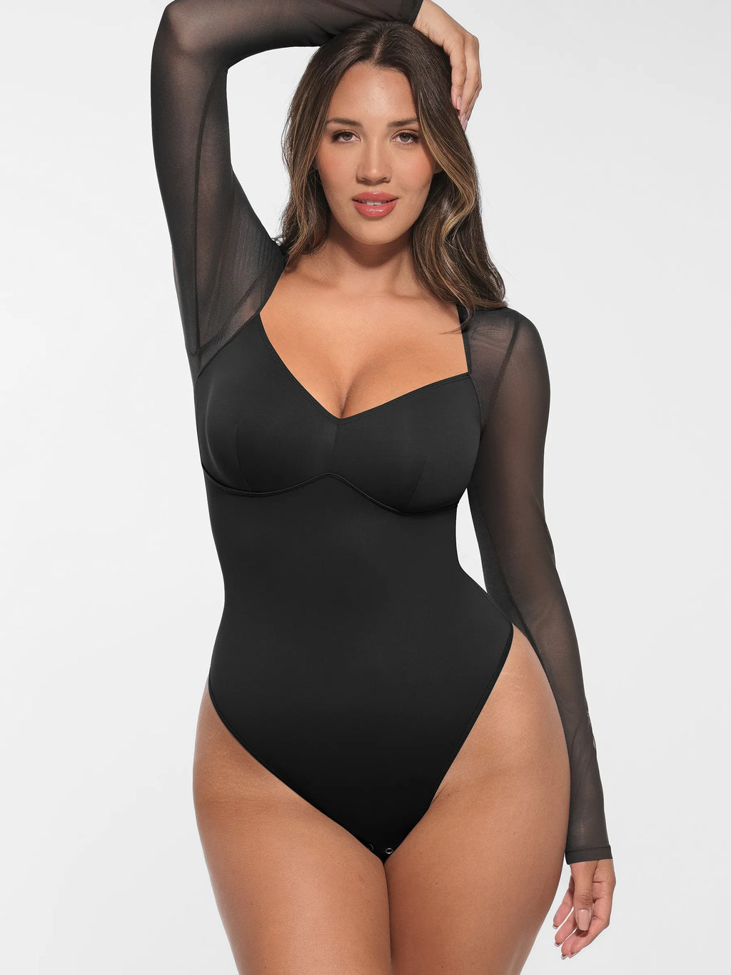 MyCurve Mesh Panel V-Neck Bodysuit
