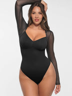 MyCurve Mesh Panel V-Neck Bodysuit