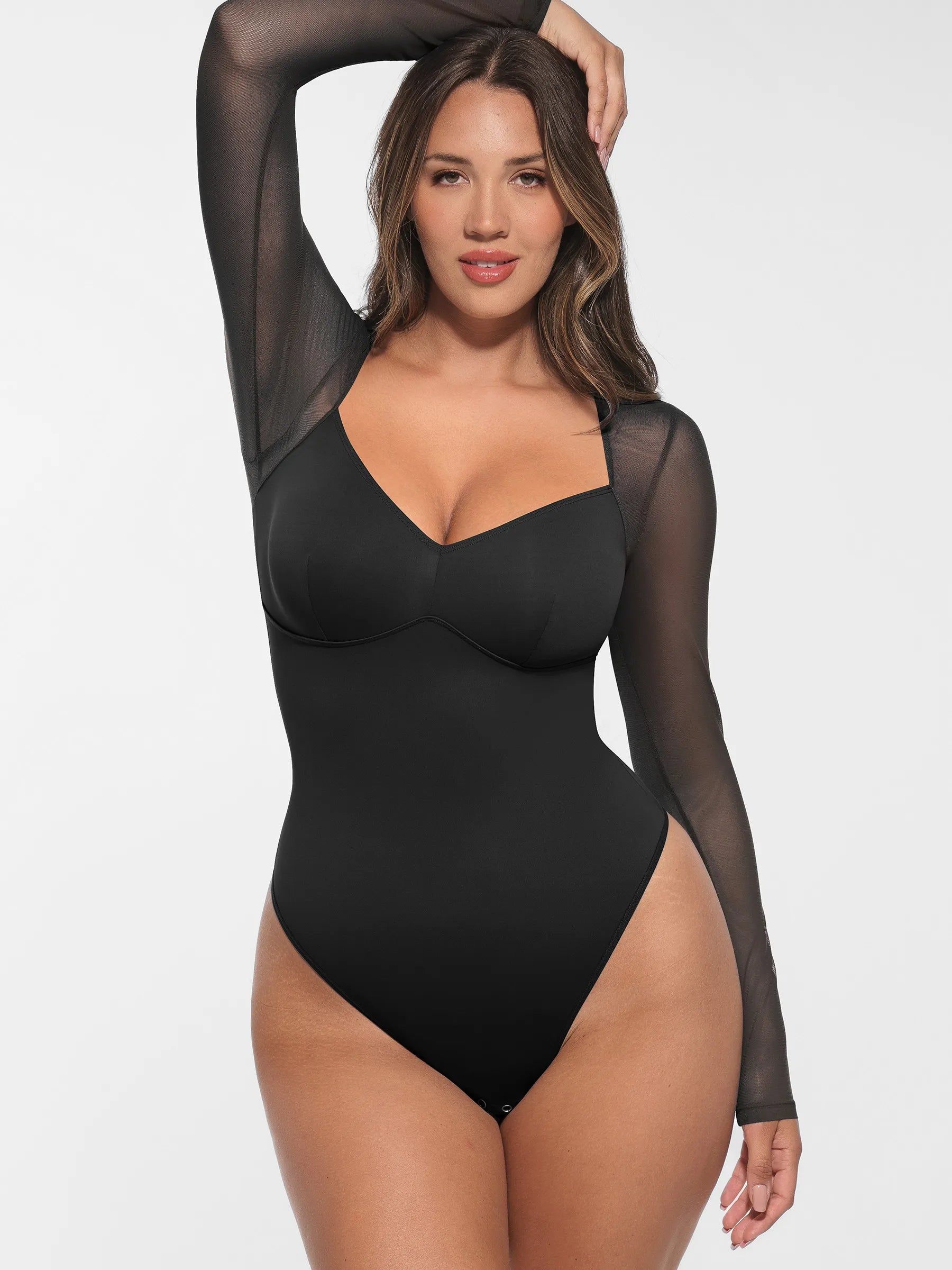 MyCurve Mesh Panel V-Neck Bodysuit