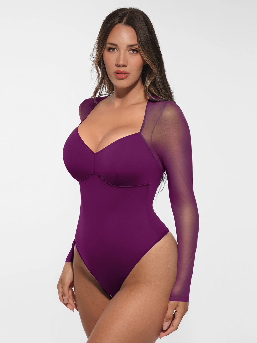 MyCurve Mesh Panel V-Neck Bodysuit