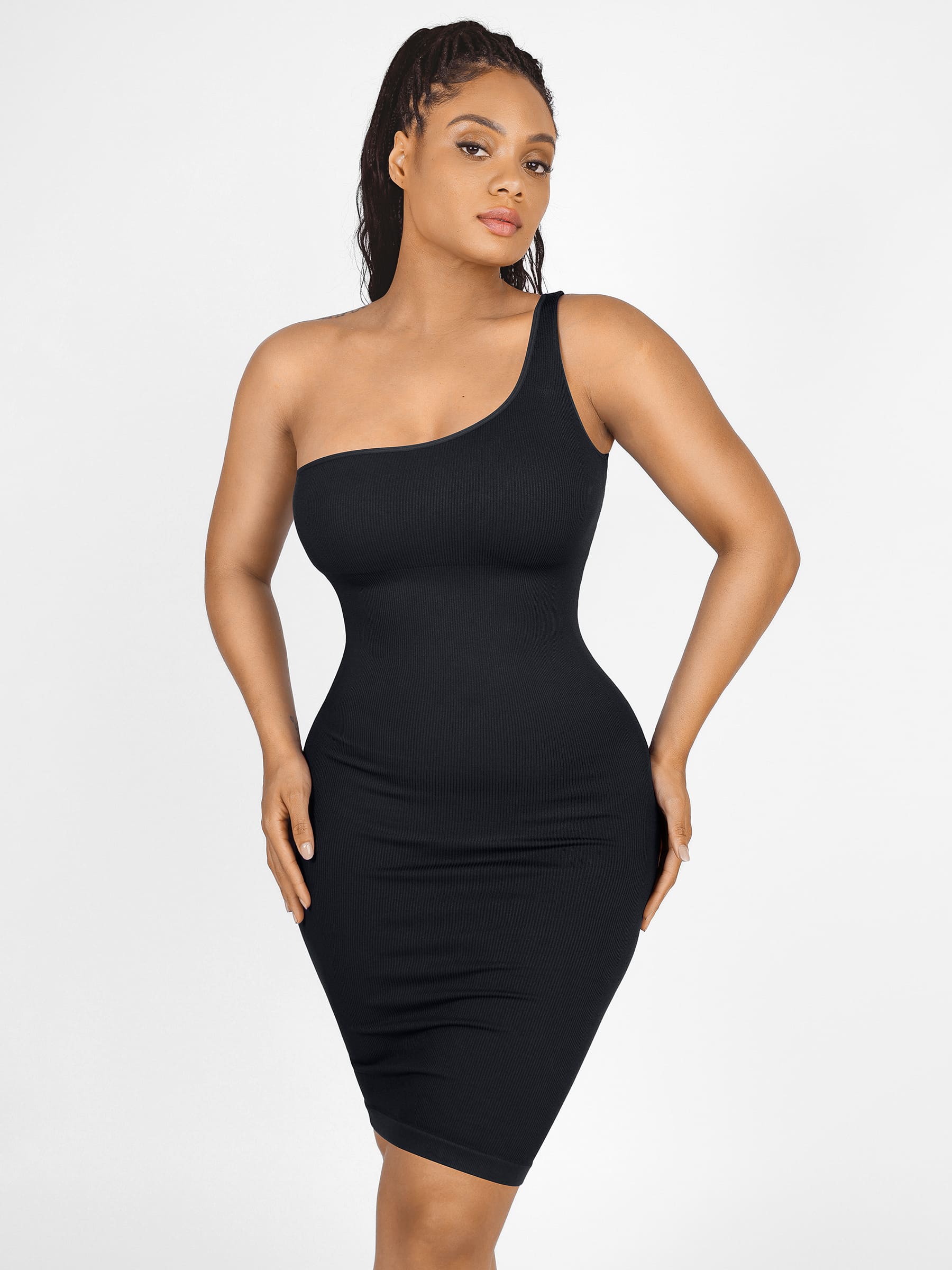 MyCurve One-Shoulder Shaper Dress with Built-In Bra