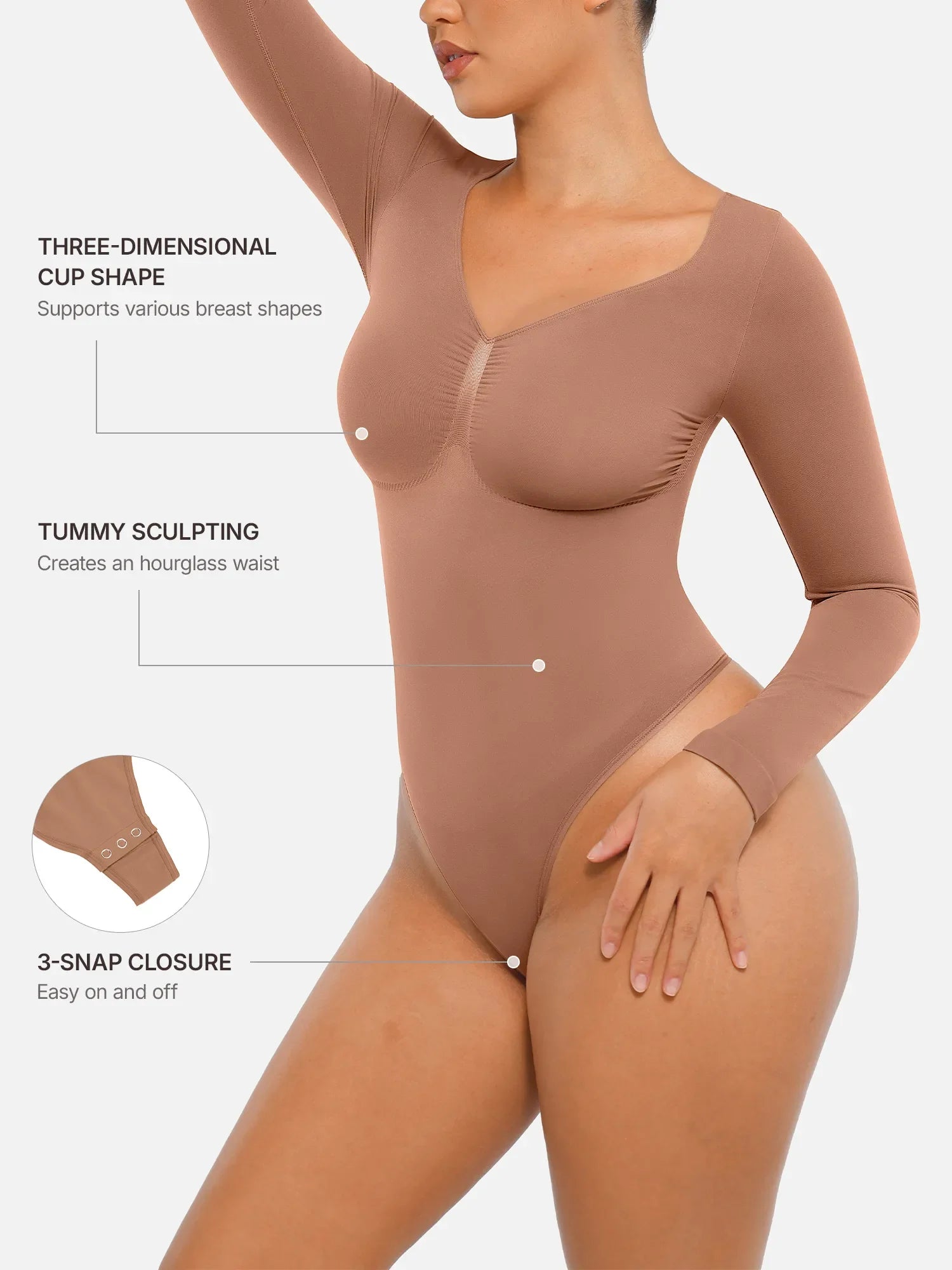 MyCurve Seamless Long Sleeve Tummy Control Thong Bodysuit