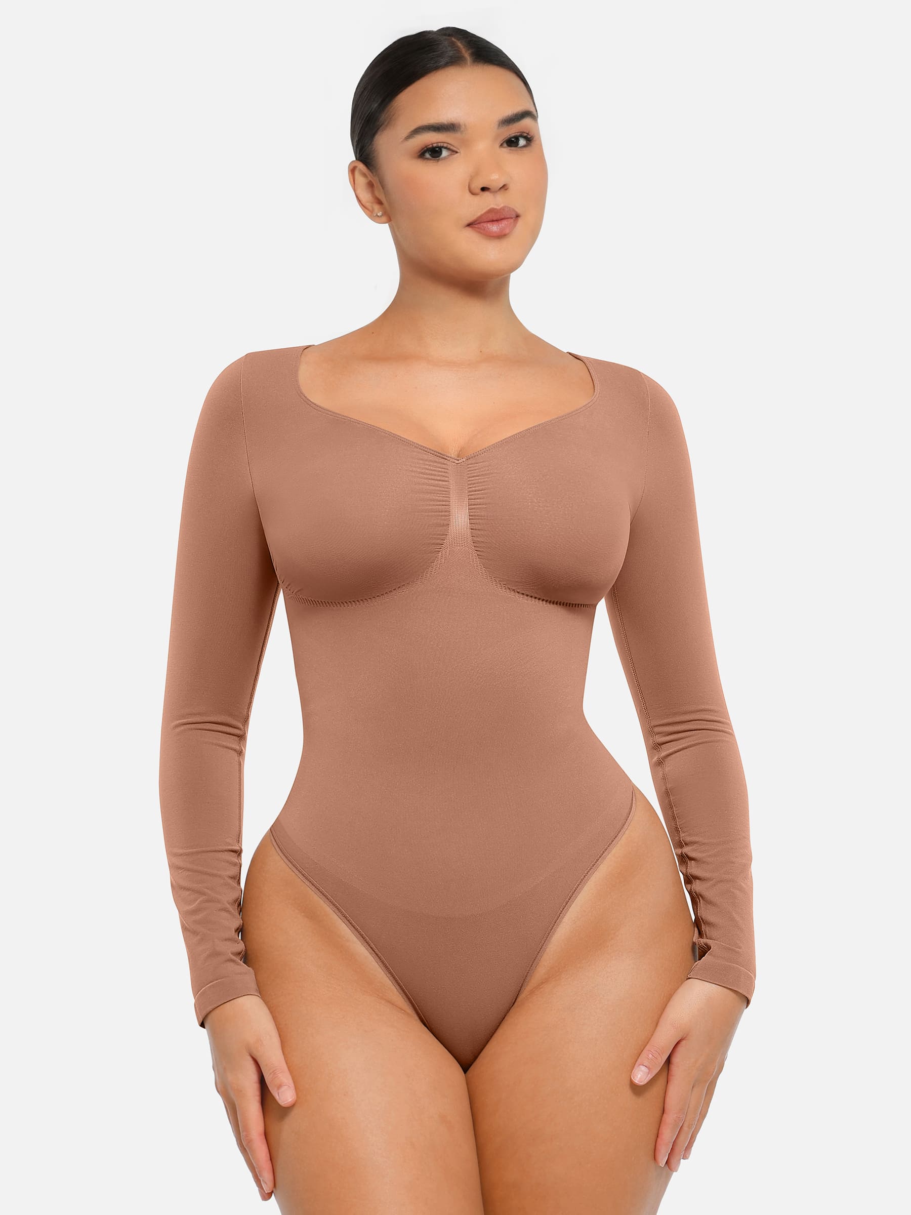 MyCurve Seamless Long Sleeve Tummy Control Thong Bodysuit
