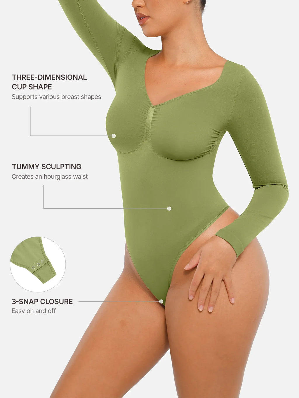 MyCurve Seamless Long Sleeve Tummy Control Thong Bodysuit