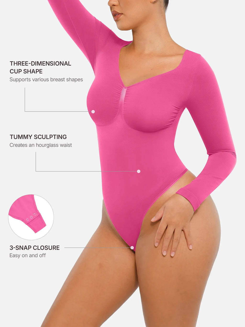 MyCurve Seamless Long Sleeve Tummy Control Thong Bodysuit