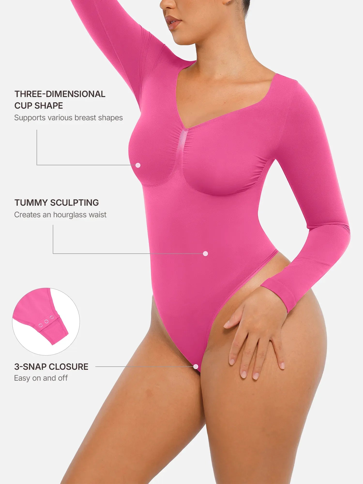 MyCurve Seamless Long Sleeve Tummy Control Thong Bodysuit