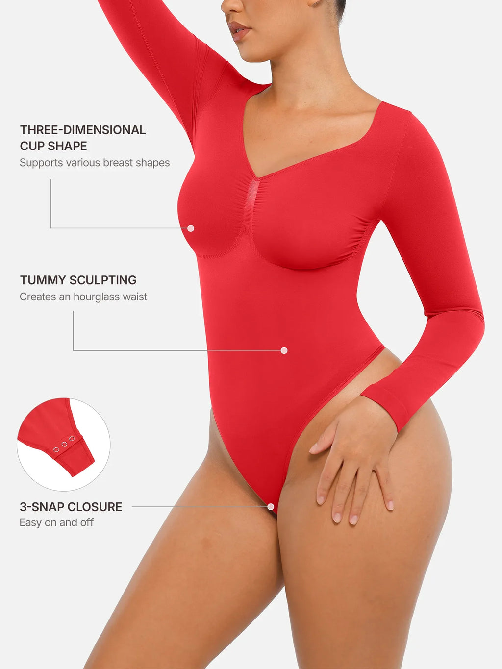 MyCurve Seamless Long Sleeve Tummy Control Thong Bodysuit