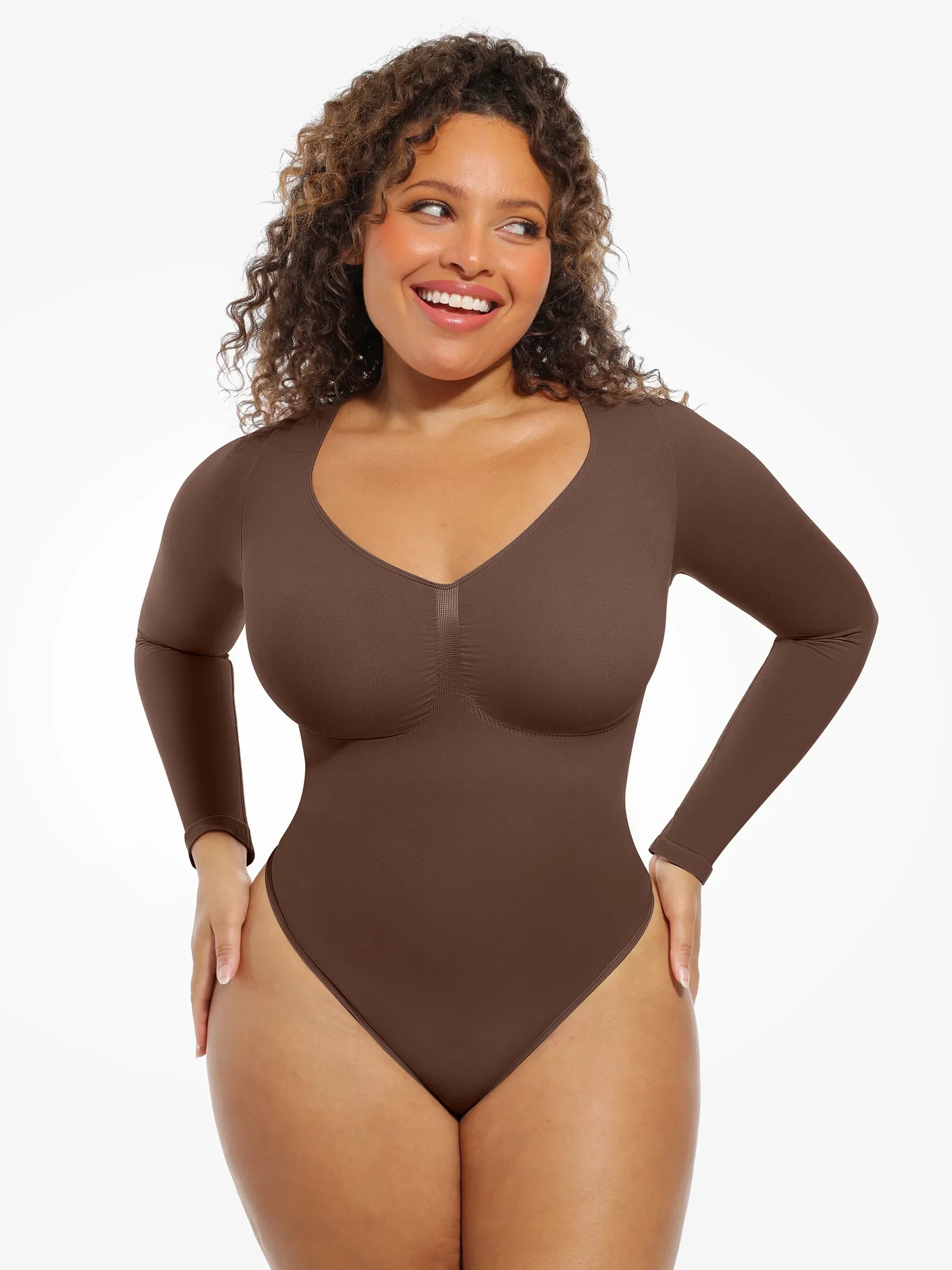 MyCurve Seamless Supportive Long Sleeve Tummy Control Bodysuit