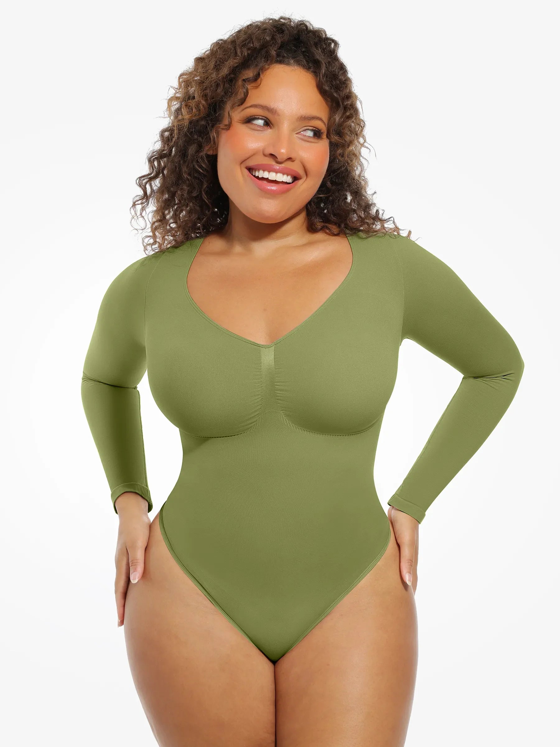 MyCurve Seamless Supportive Long Sleeve Tummy Control Bodysuit