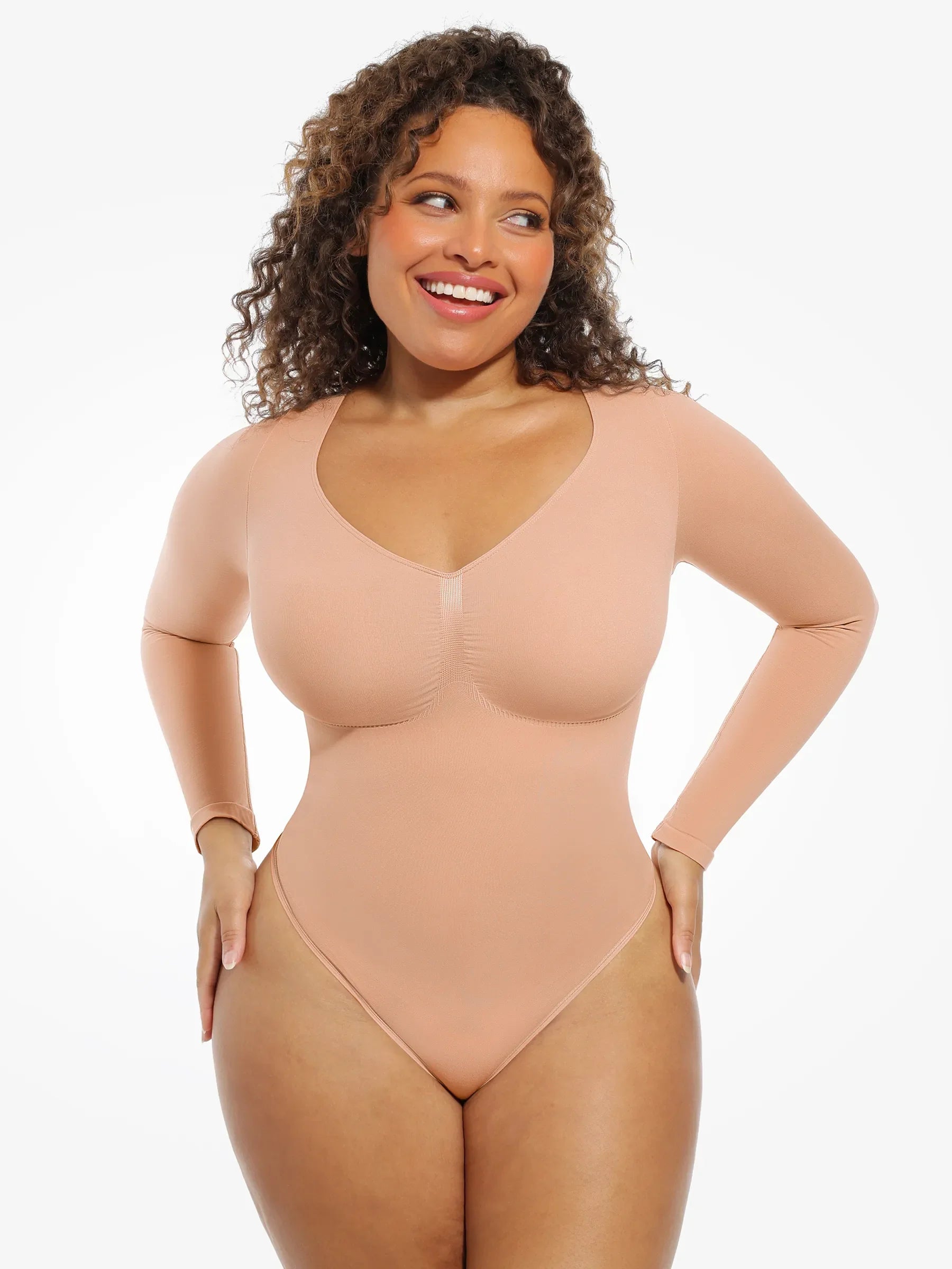 MyCurve Seamless Supportive Long Sleeve Tummy Control Bodysuit