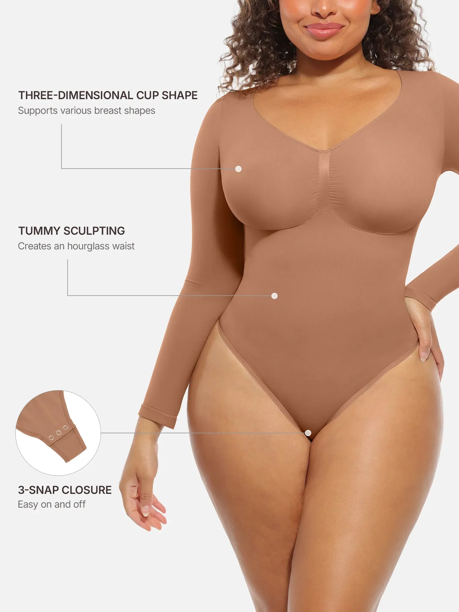 MyCurve Seamless Supportive Long Sleeve Tummy Control Bodysuit