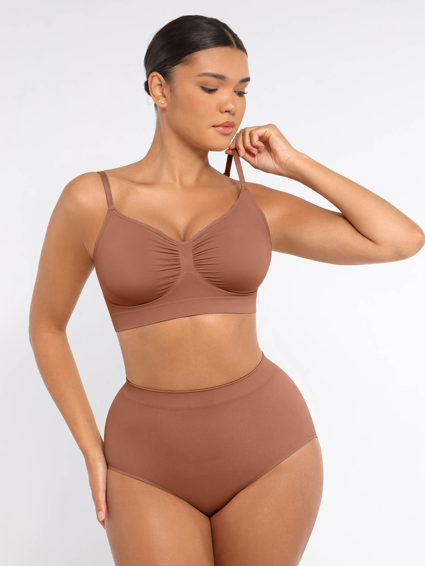 Ensemble MyCurve soutien-gorge sans armatures & culotte gainante taille haute sans coutures