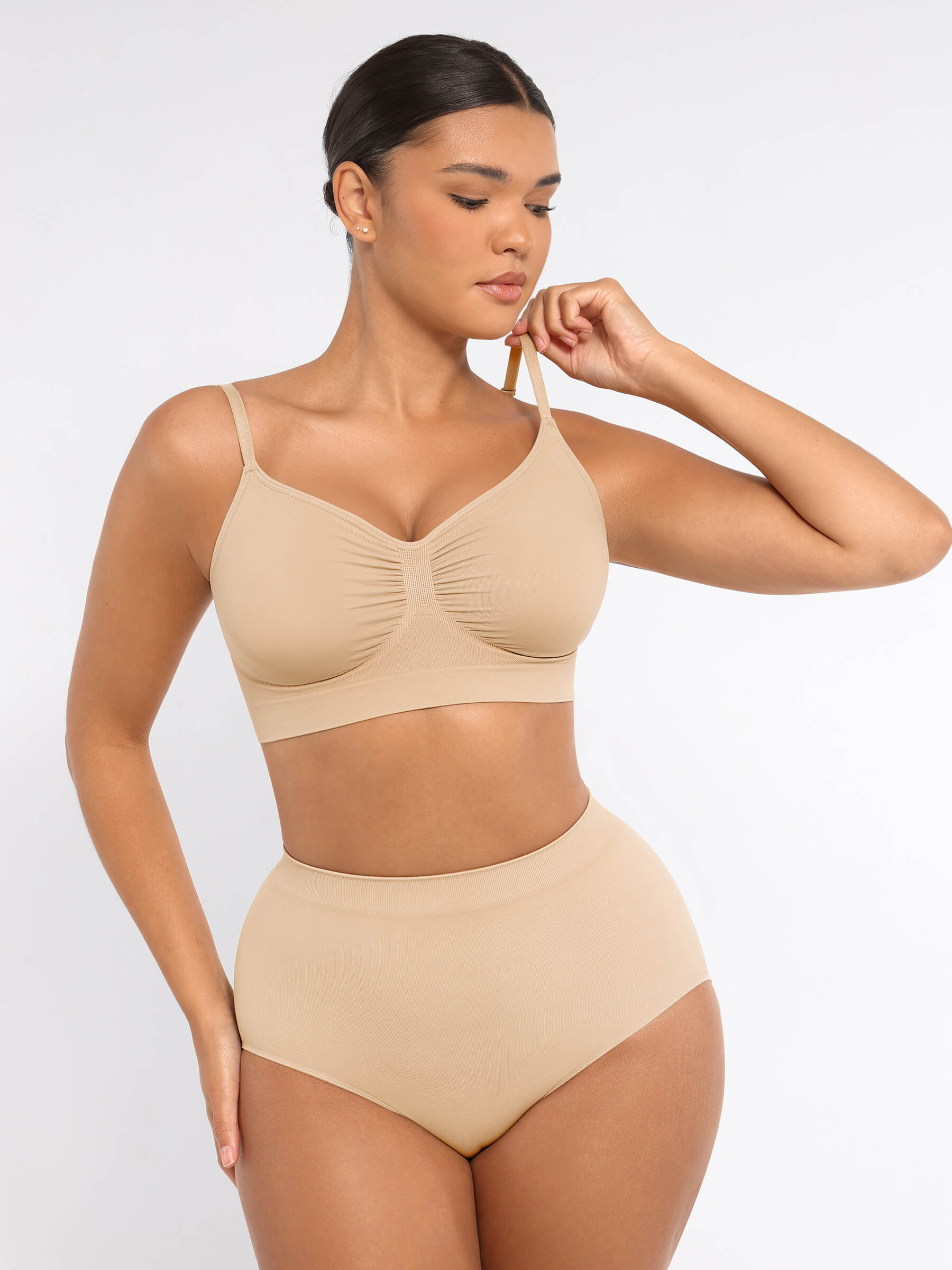 Conjunto de sujetador sin aros y braguita sin costuras con control de abdomen MyCurve