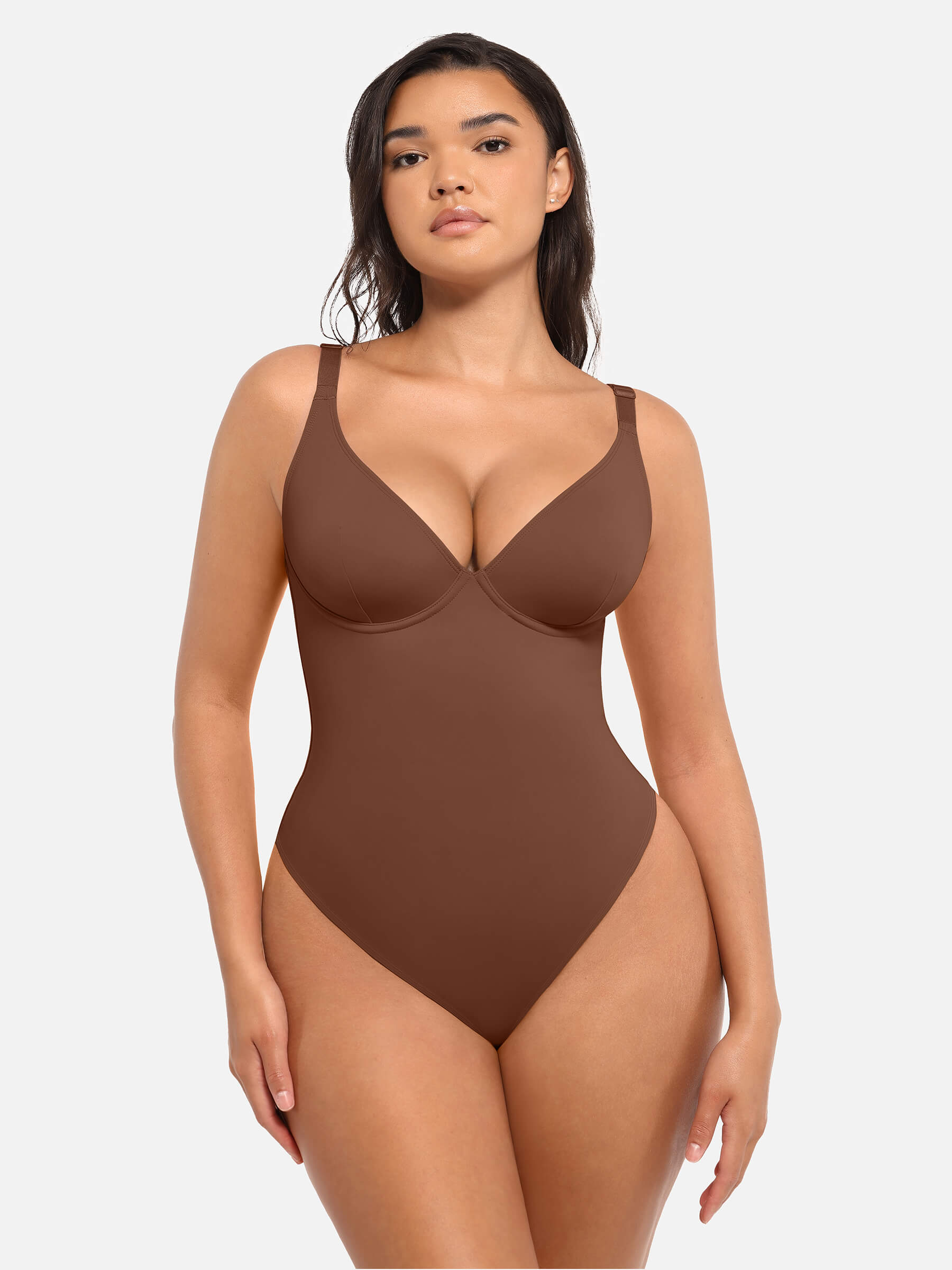 MyCurve Deep V Neck Tummy Control Shapewear Bodysuit