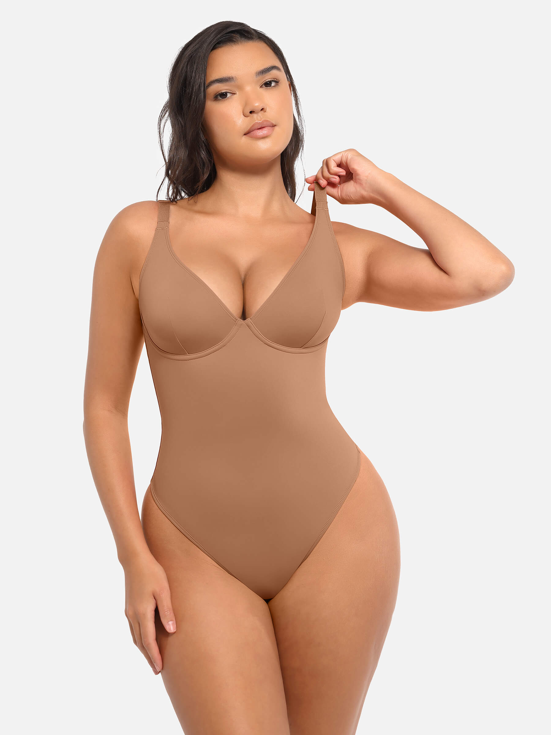 MyCurve Deep V Neck Tummy Control Shapewear Bodysuit