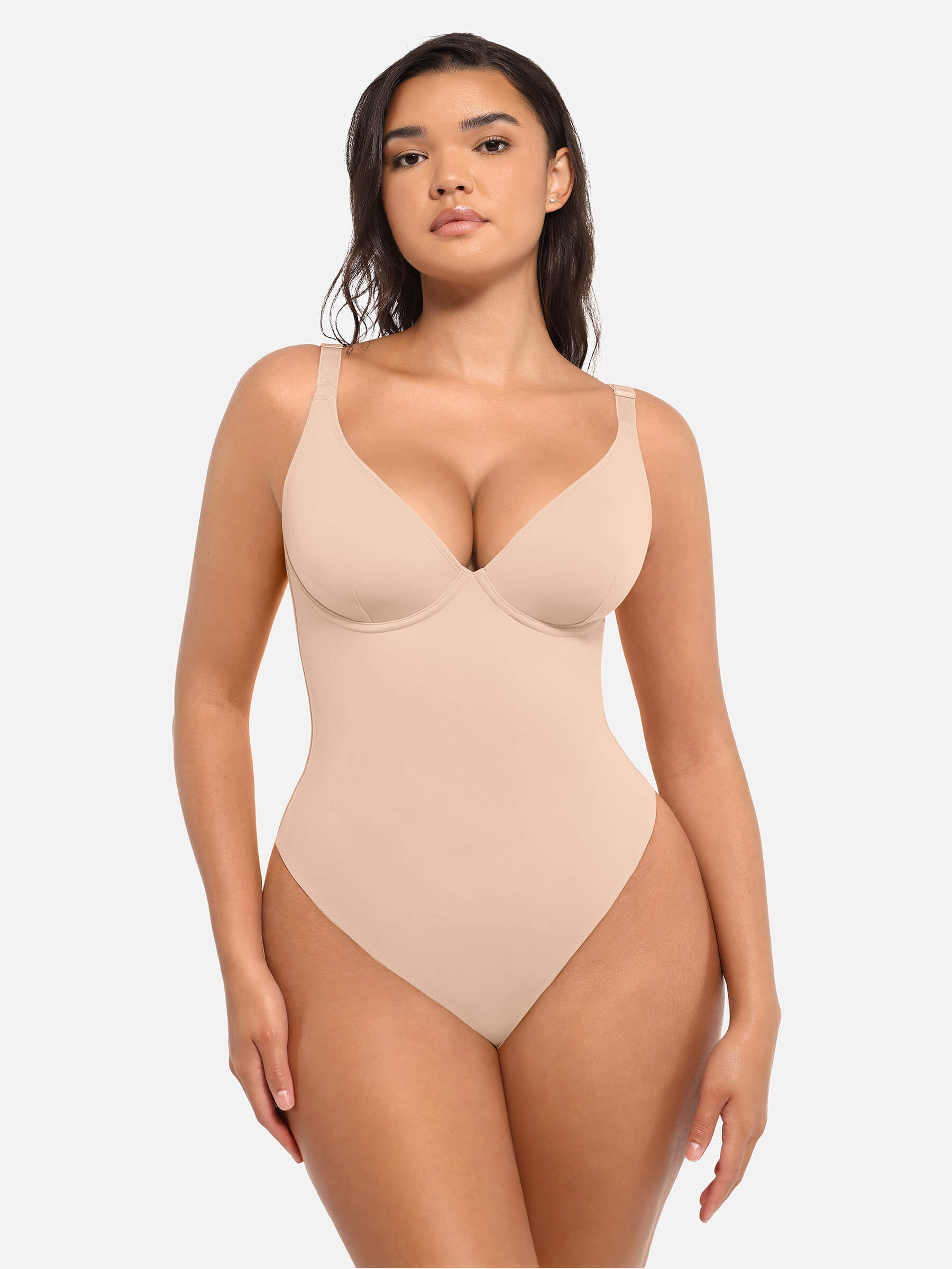 MyCurve Deep V Neck Tummy Control Shapewear Bodysuit