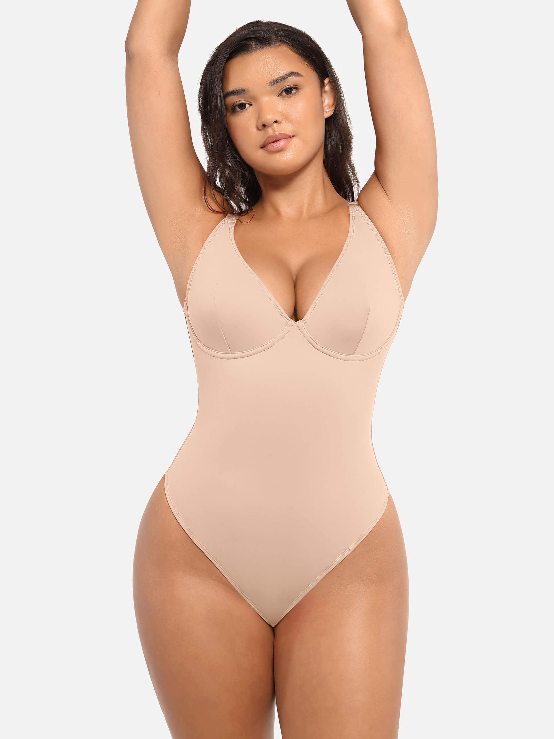 MyCurve Deep V Neck Tummy Control Shapewear Bodysuit