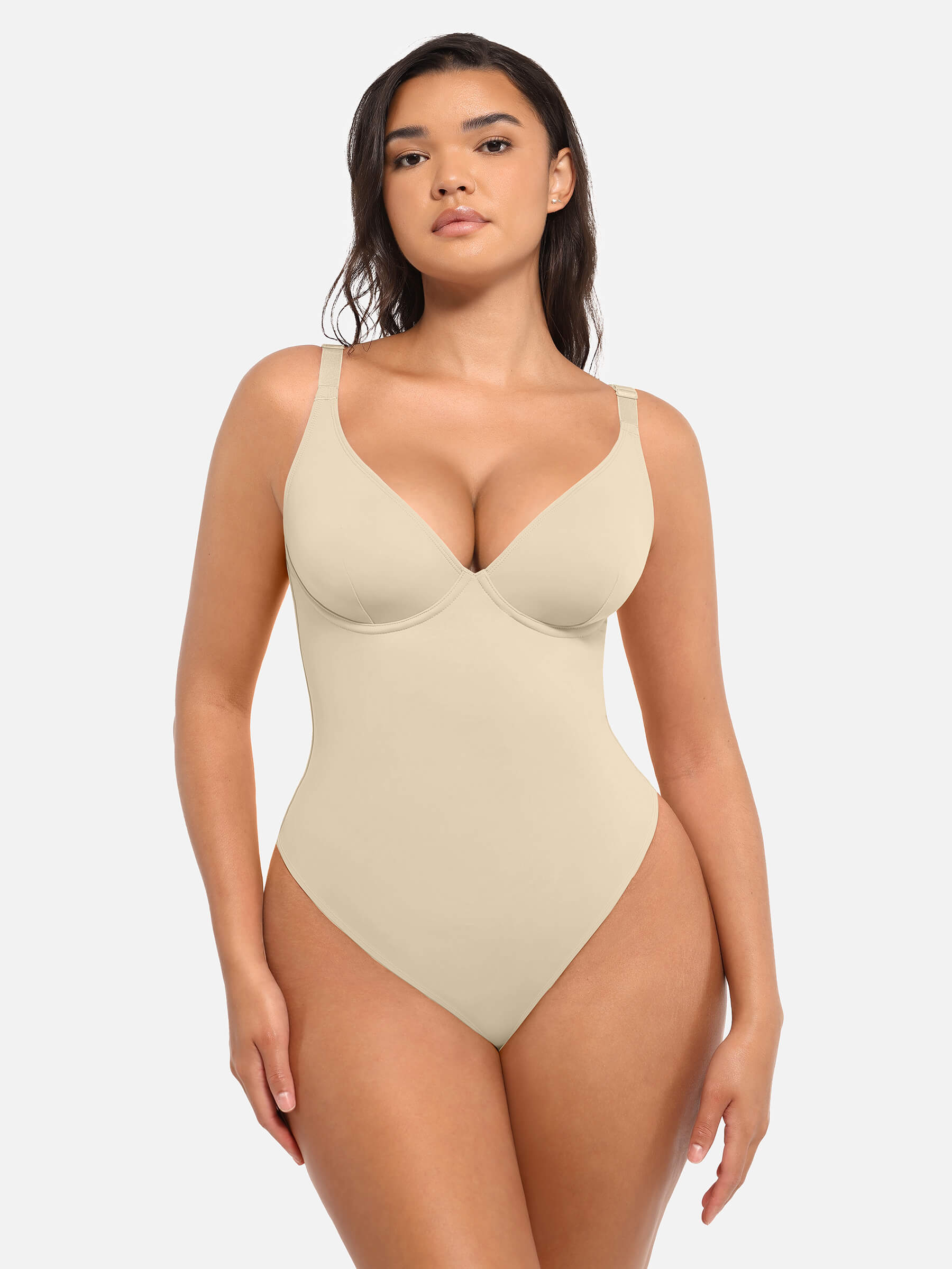 MyCurve Deep V Neck Tummy Control Shapewear Bodysuit