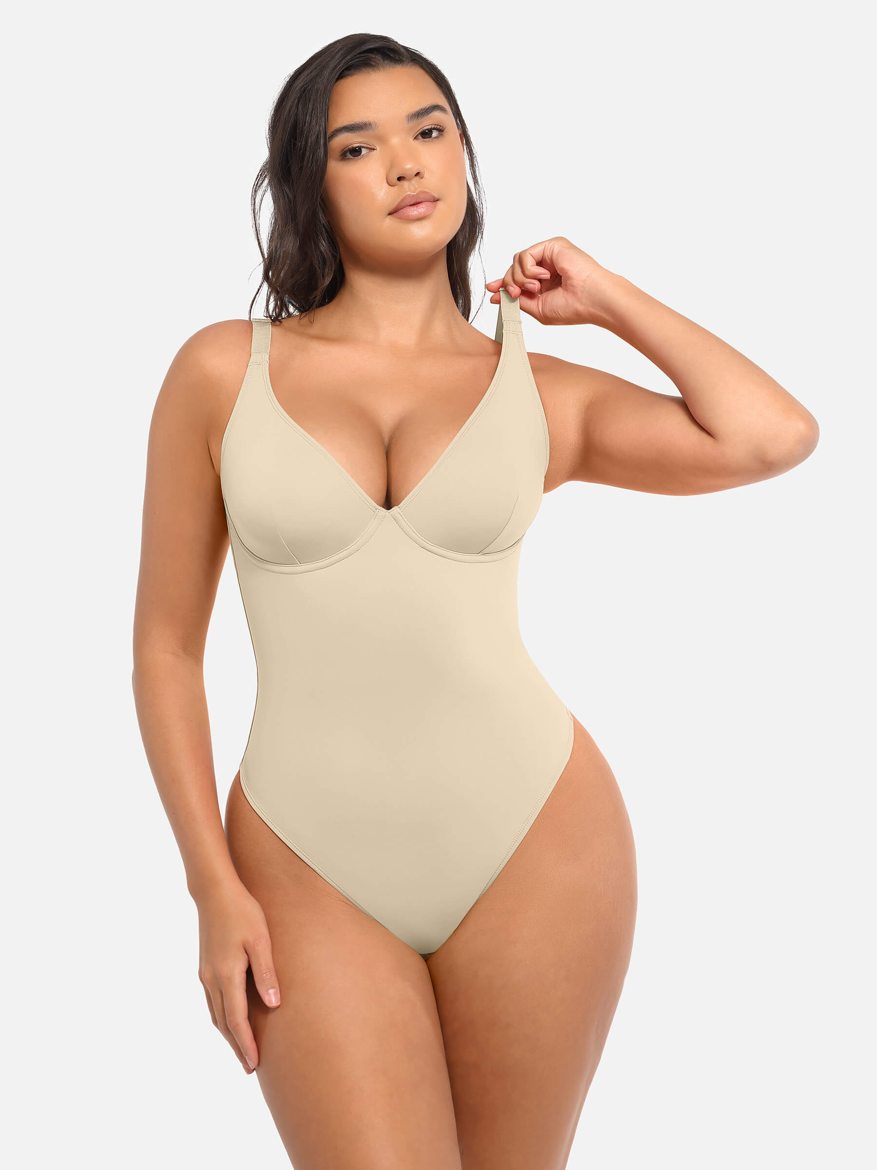 MyCurve Deep V Neck Tummy Control Shapewear Bodysuit