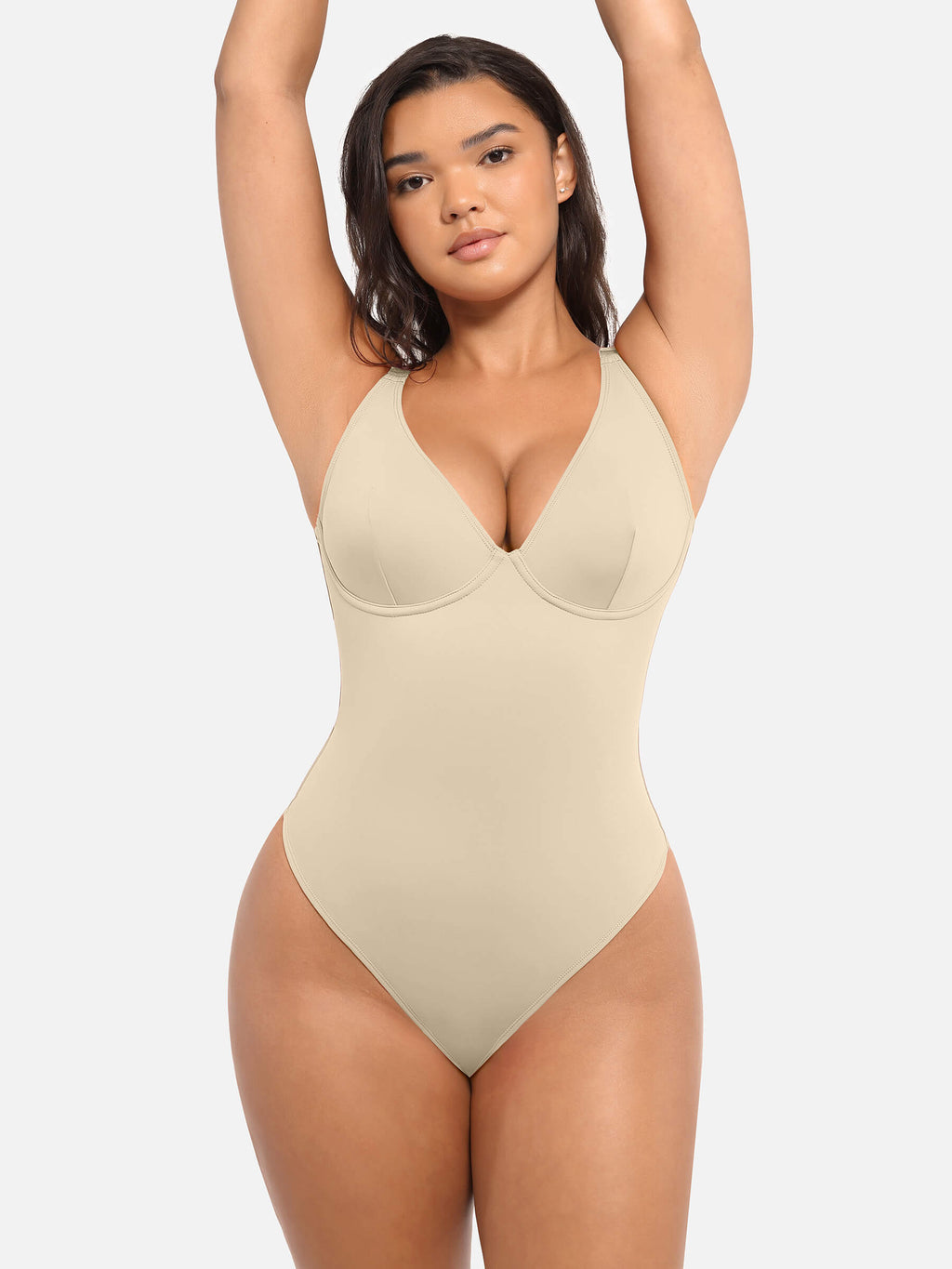 MyCurve Deep V Neck Tummy Control Shapewear Bodysuit