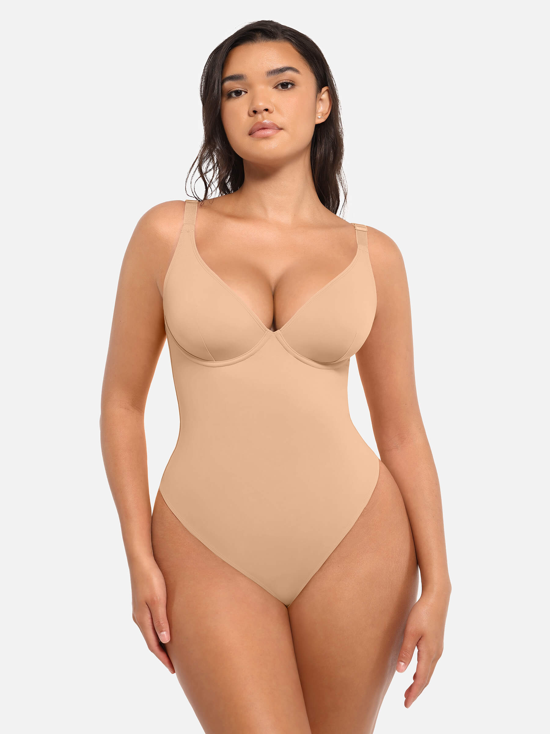 MyCurve Deep V Neck Tummy Control Shapewear Bodysuit