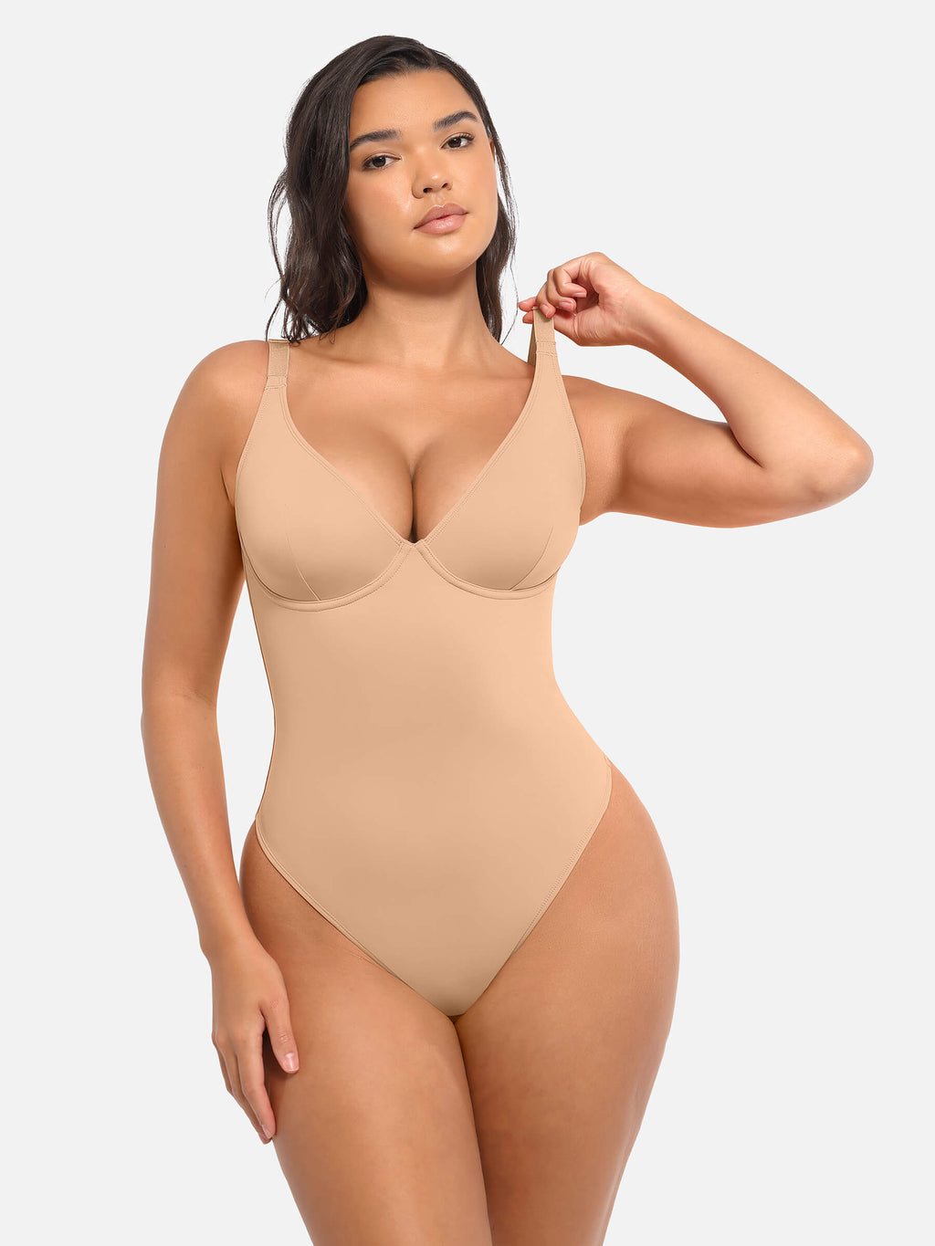 MyCurve Deep V Neck Tummy Control Shapewear Bodysuit