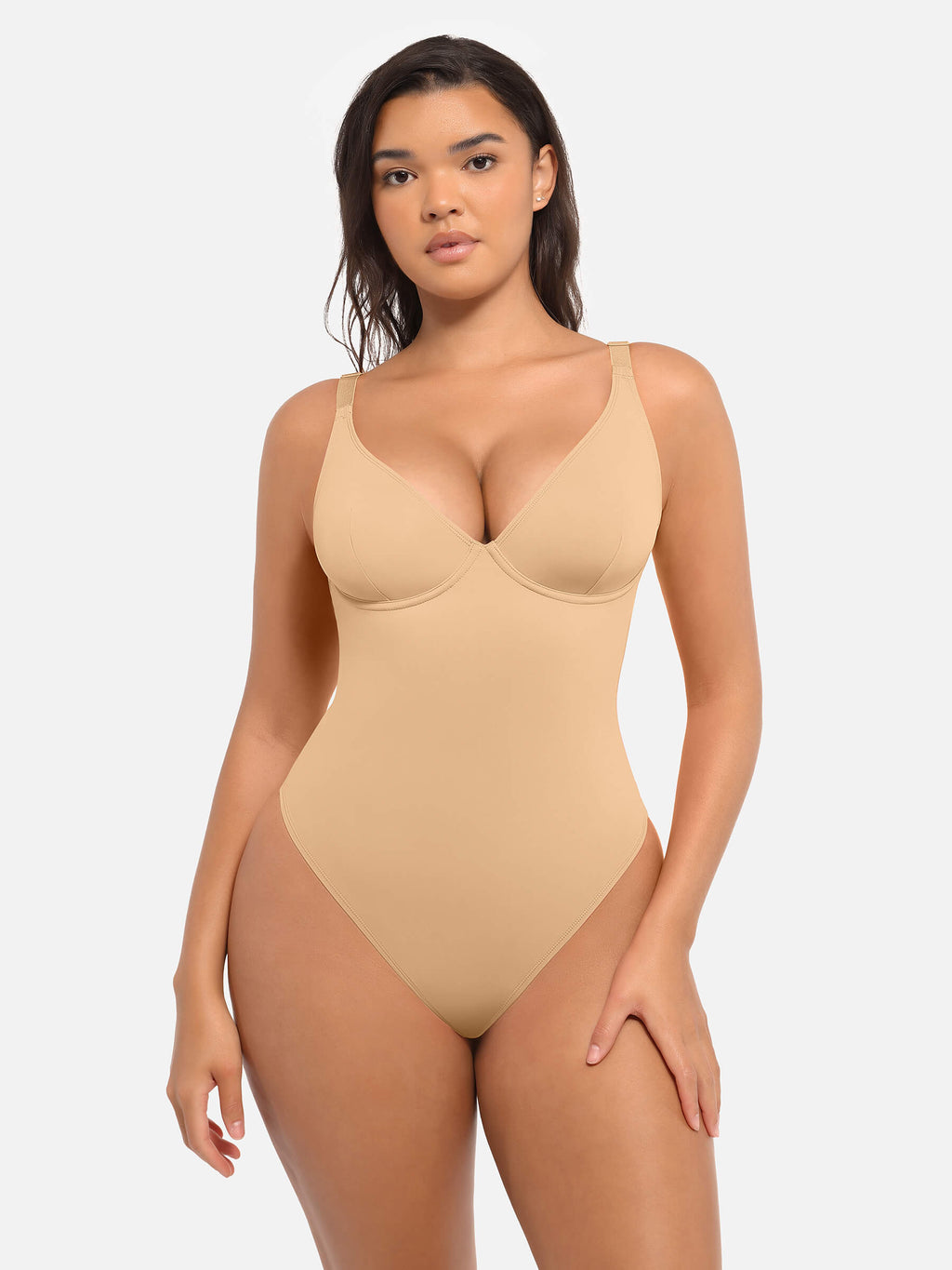 MyCurve Deep V Neck Tummy Control Shapewear Bodysuit