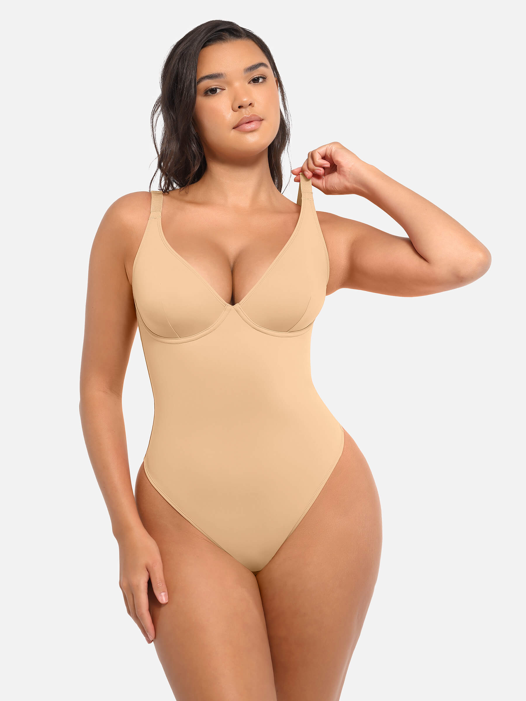 MyCurve Deep V Neck Tummy Control Shapewear Bodysuit