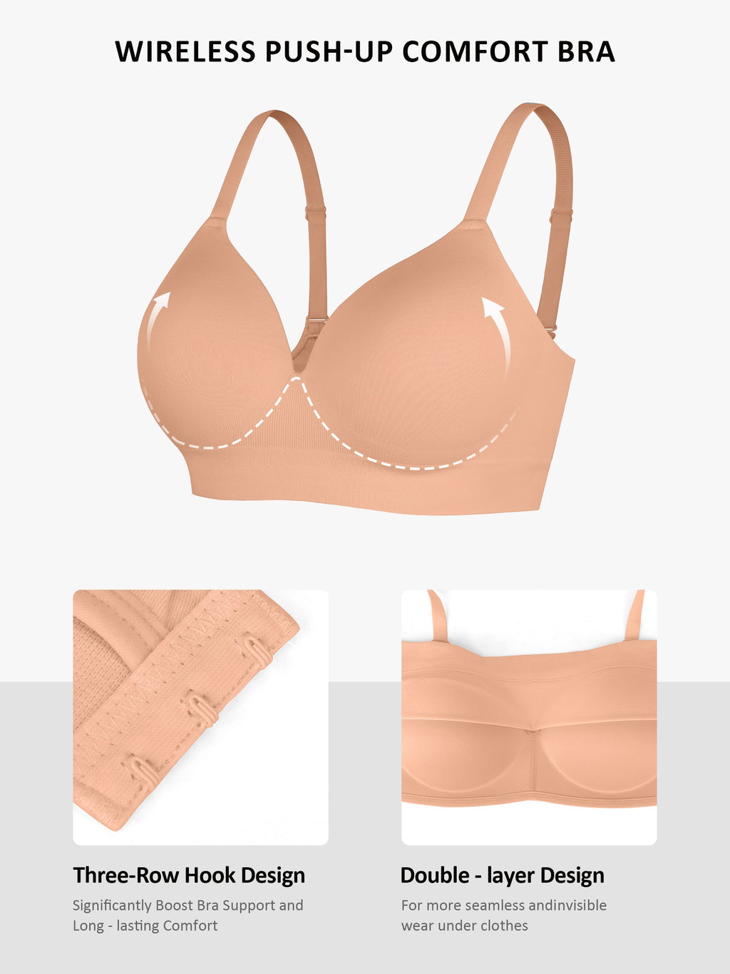 Sujetador MyCurve con tirantes anchos sin aros + sujetador push-up sin costuras