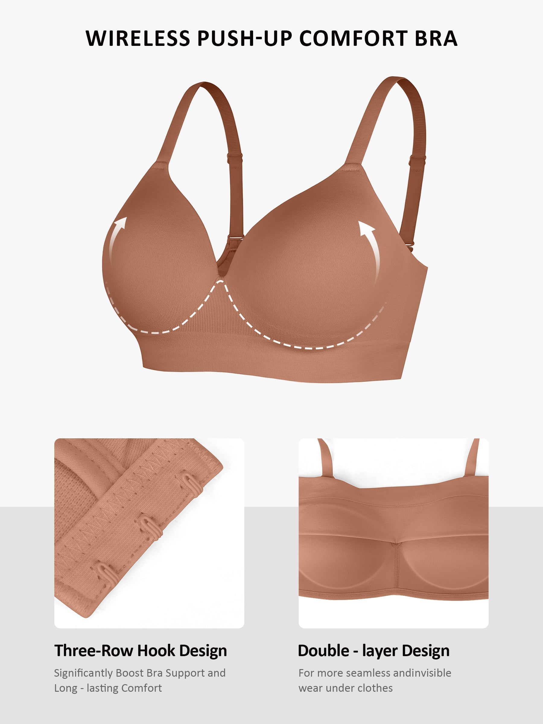 Lot de soutiens-gorge MyCurve sans armatures, push‑up, confort, couvrance totale, sans coutures
