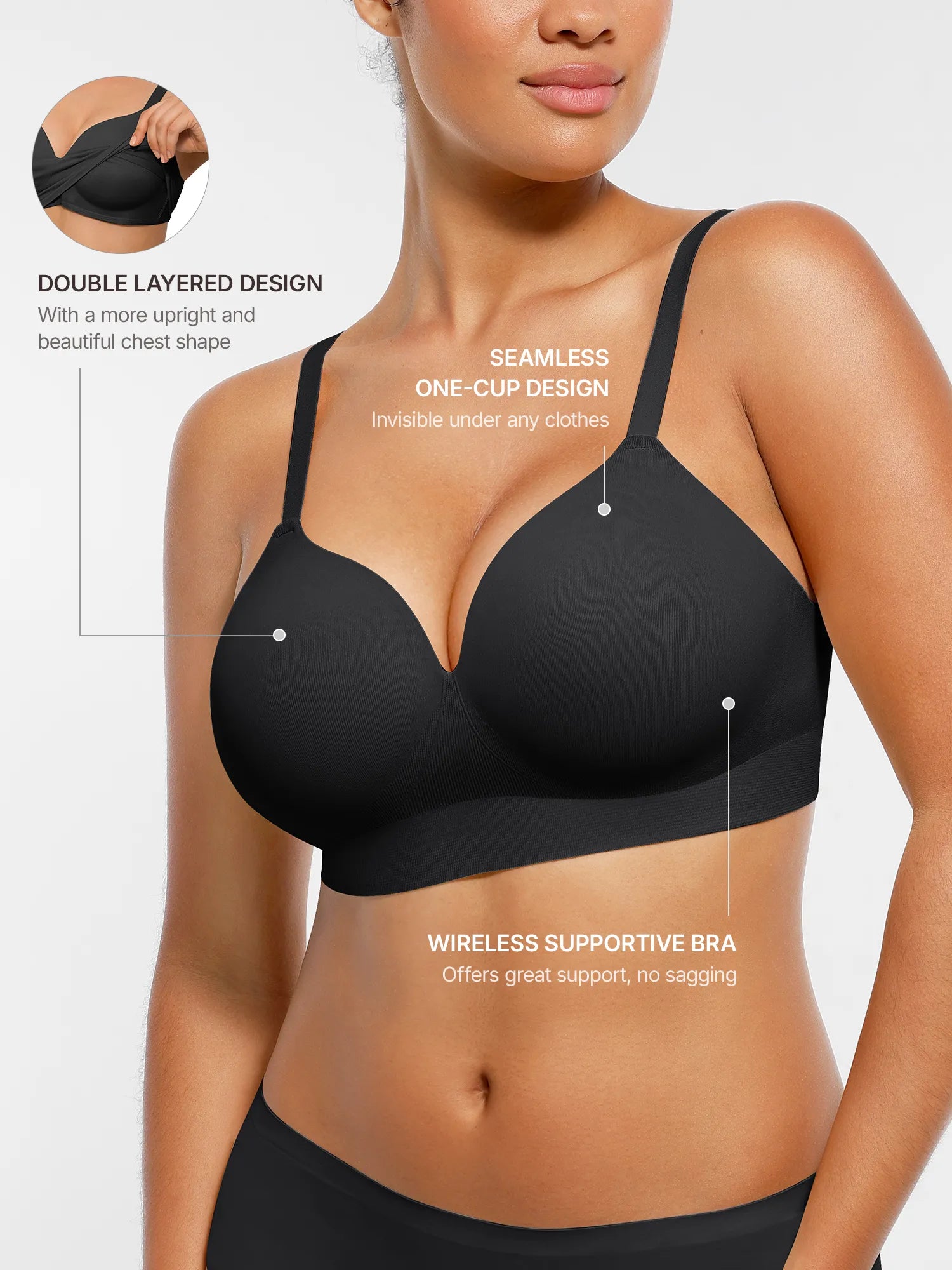 MyCurve Wireless Seamless Push-Up V-neck Bra