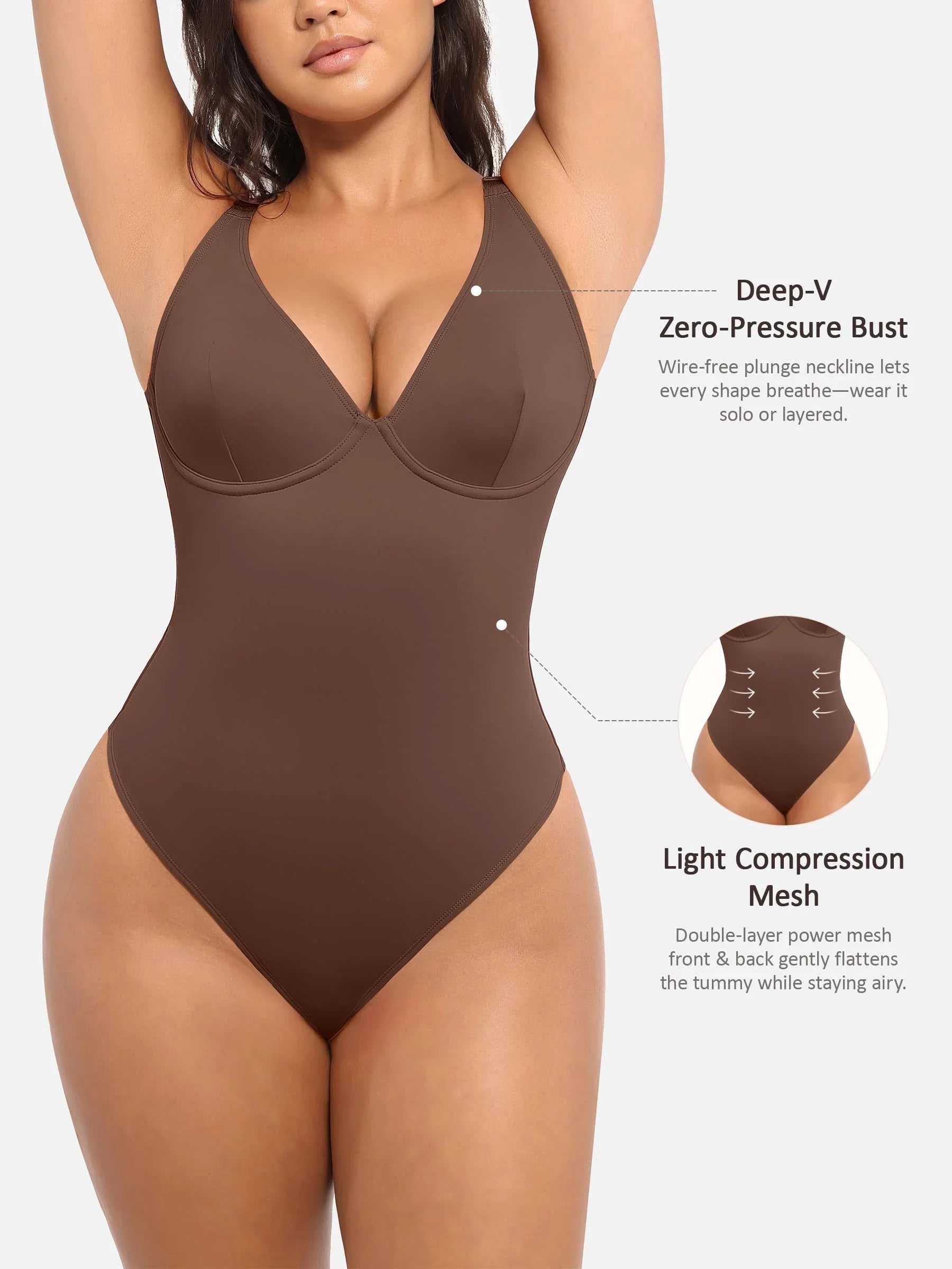 MyCurve Deep V Neck Tummy Control Shapewear Bodysuit