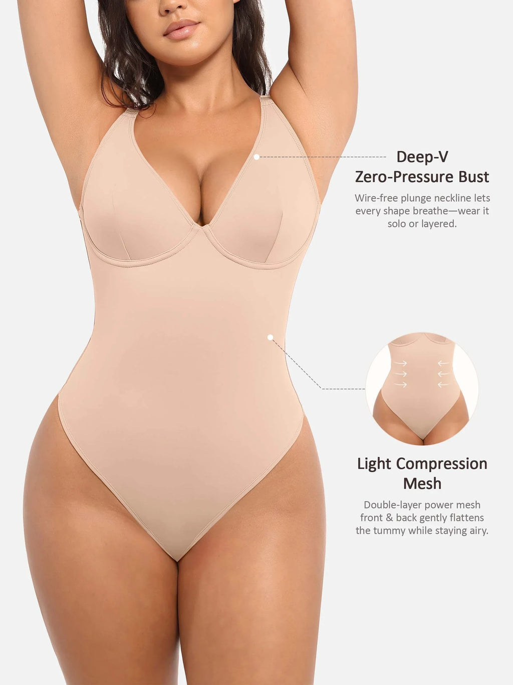 MyCurve Deep V Neck Tummy Control Shapewear Bodysuit