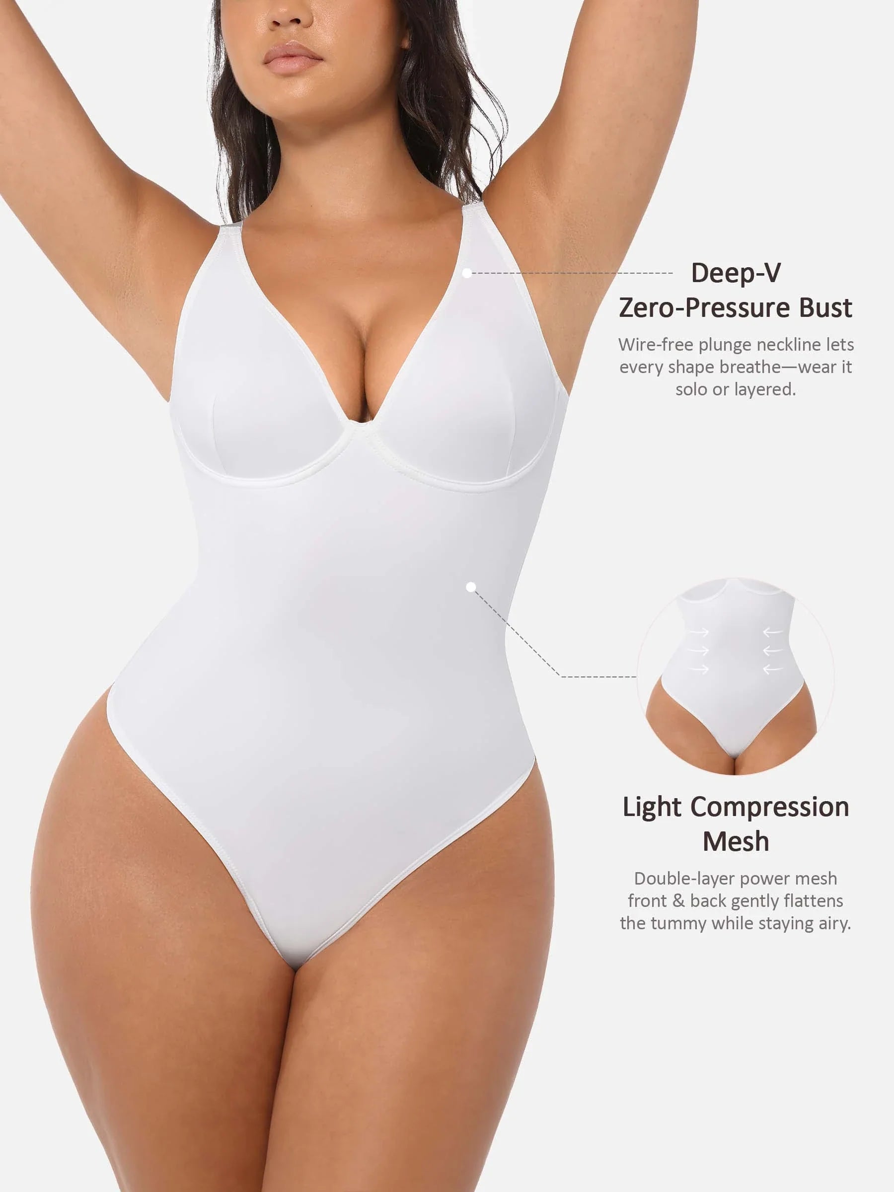 MyCurve Deep V Neck Tummy Control Shapewear Bodysuit