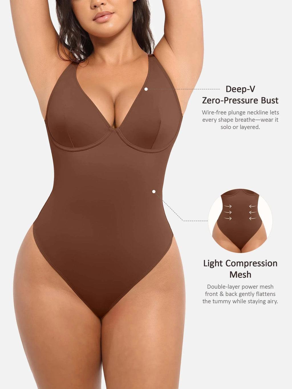 MyCurve Deep V Neck Tummy Control Shapewear Bodysuit