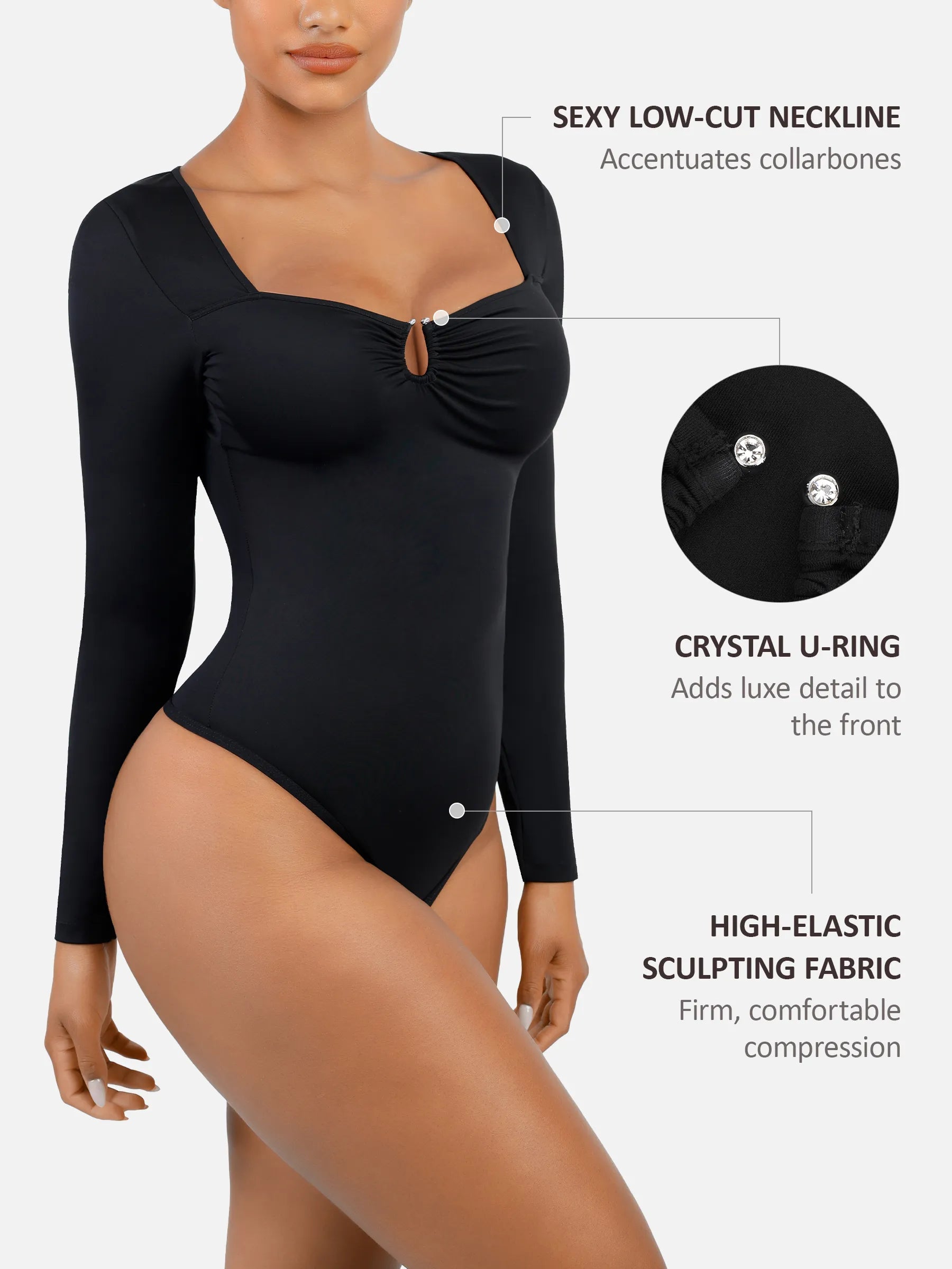 MyCurve Slimming Long-Sleeve Shapewear Bodysuit