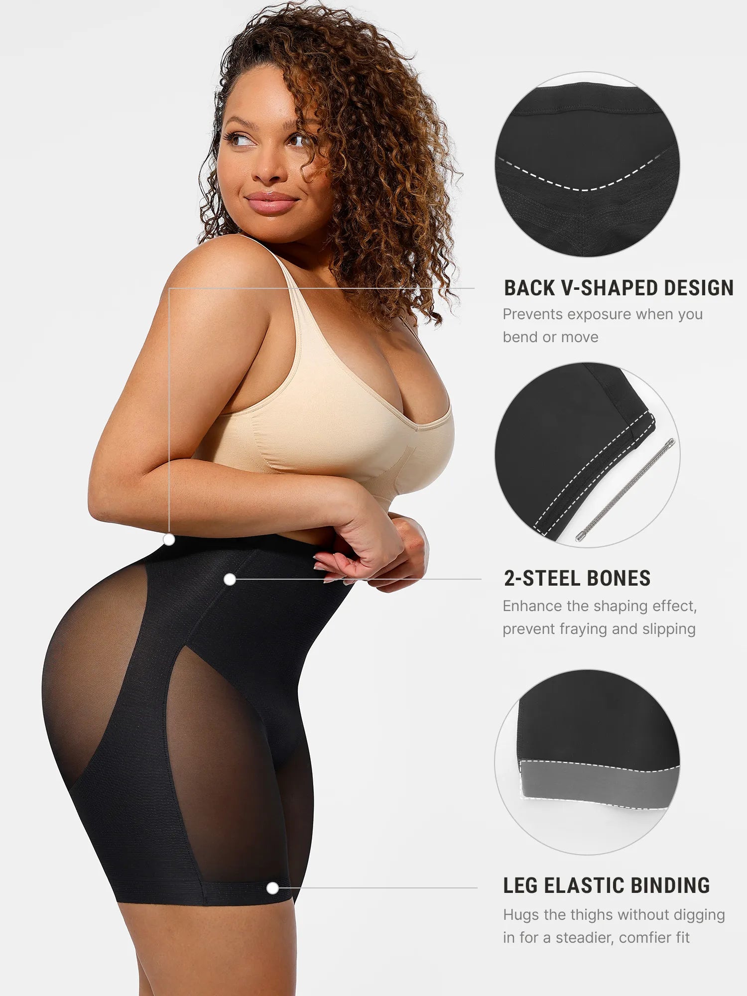 Ensemble body gainant en tulle MyCurve avec contrôle du ventre & shorty