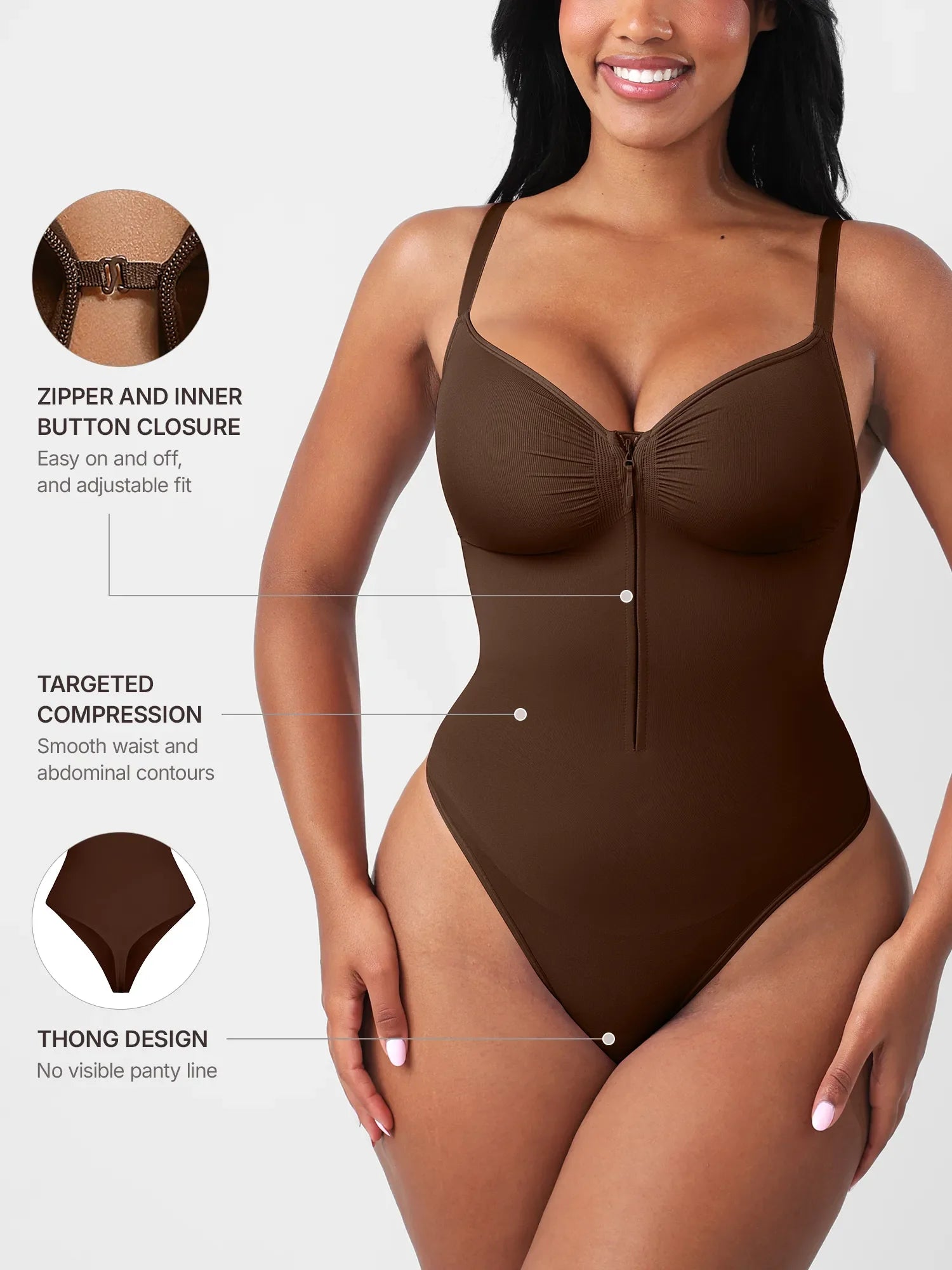 MyCurve Seamless Tummy Control Zipper Bodysuit