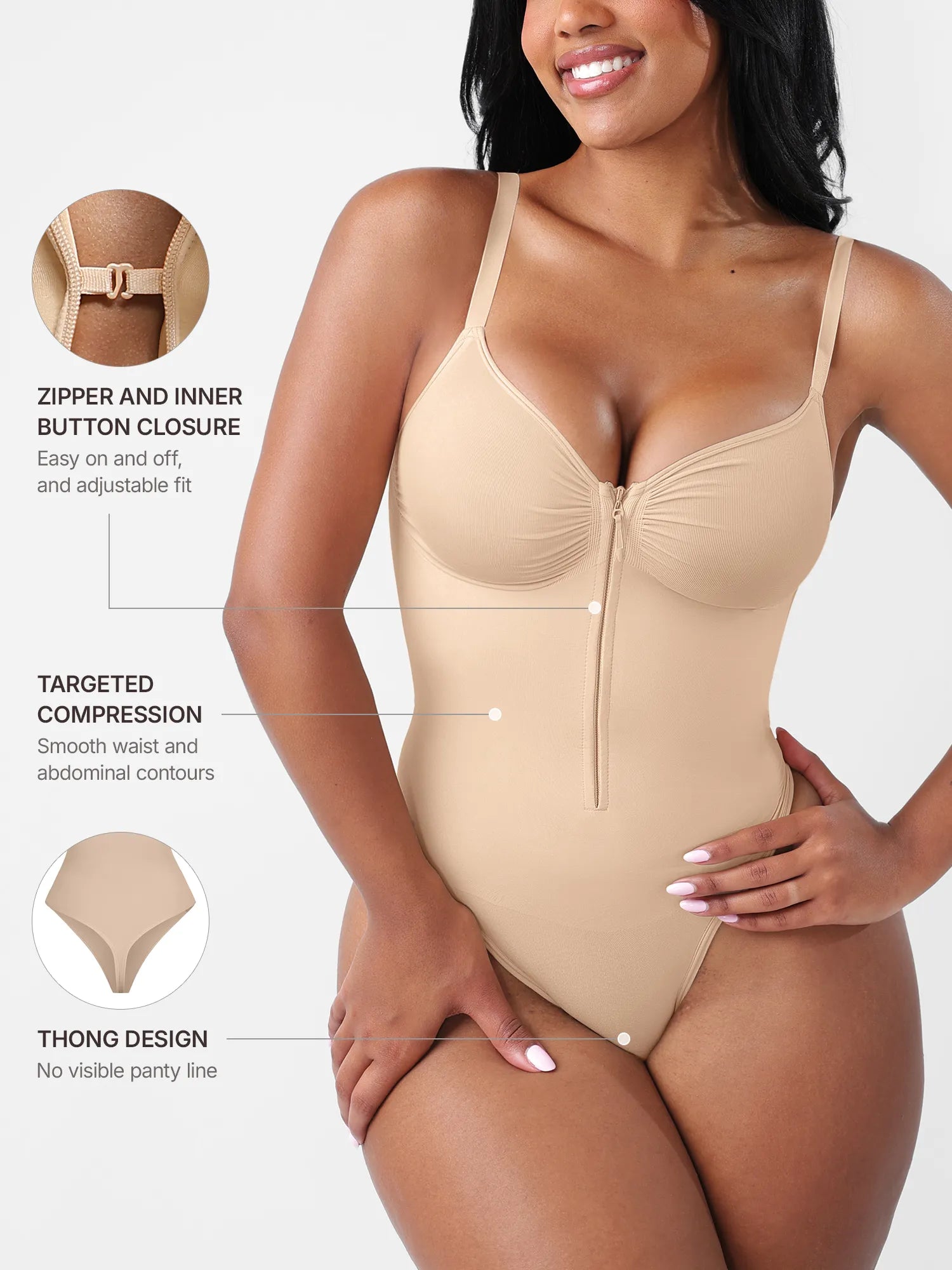 MyCurve Seamless Tummy Control Zipper Bodysuit