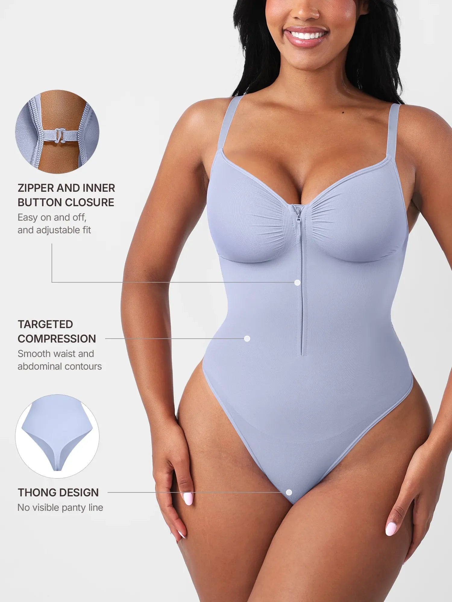 MyCurve Seamless Tummy Control Zipper Bodysuit