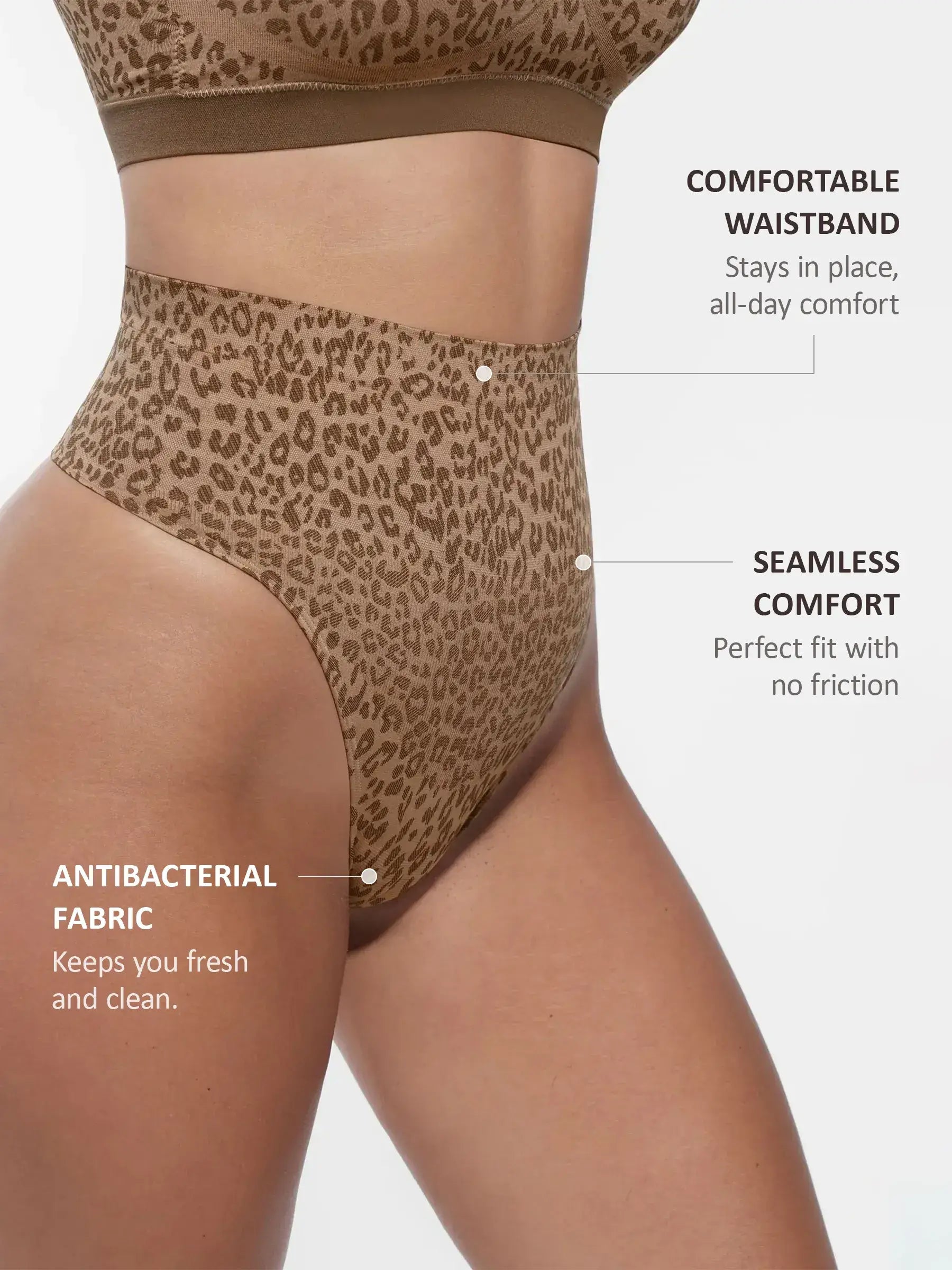 MyCurve Mid-Waisted Thong Tummy Control Leopard Panties