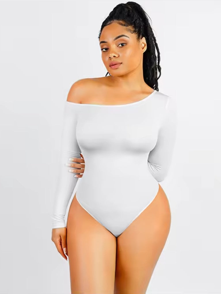 MyCurve Long-sleeved bodysuit with one shoulder covered