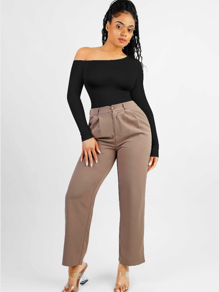 MyCurve Long-sleeved bodysuit with one shoulder covered