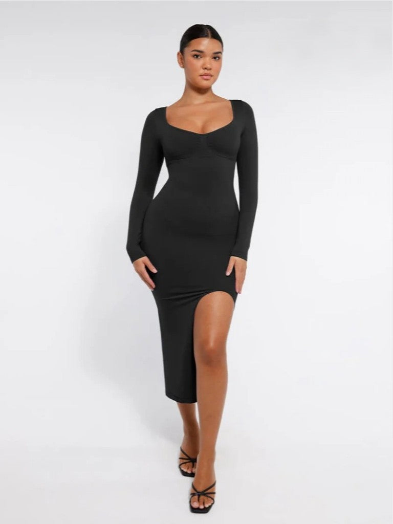 MyCurve Seamless Bust Support Tummy Control High Side Slit Shaping Dress