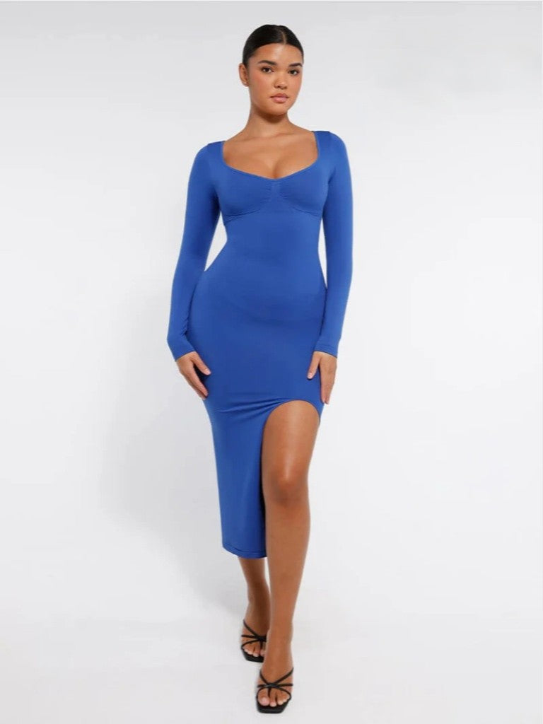 MyCurve Seamless Bust Support Tummy Control High Side Slit Shaping Dress