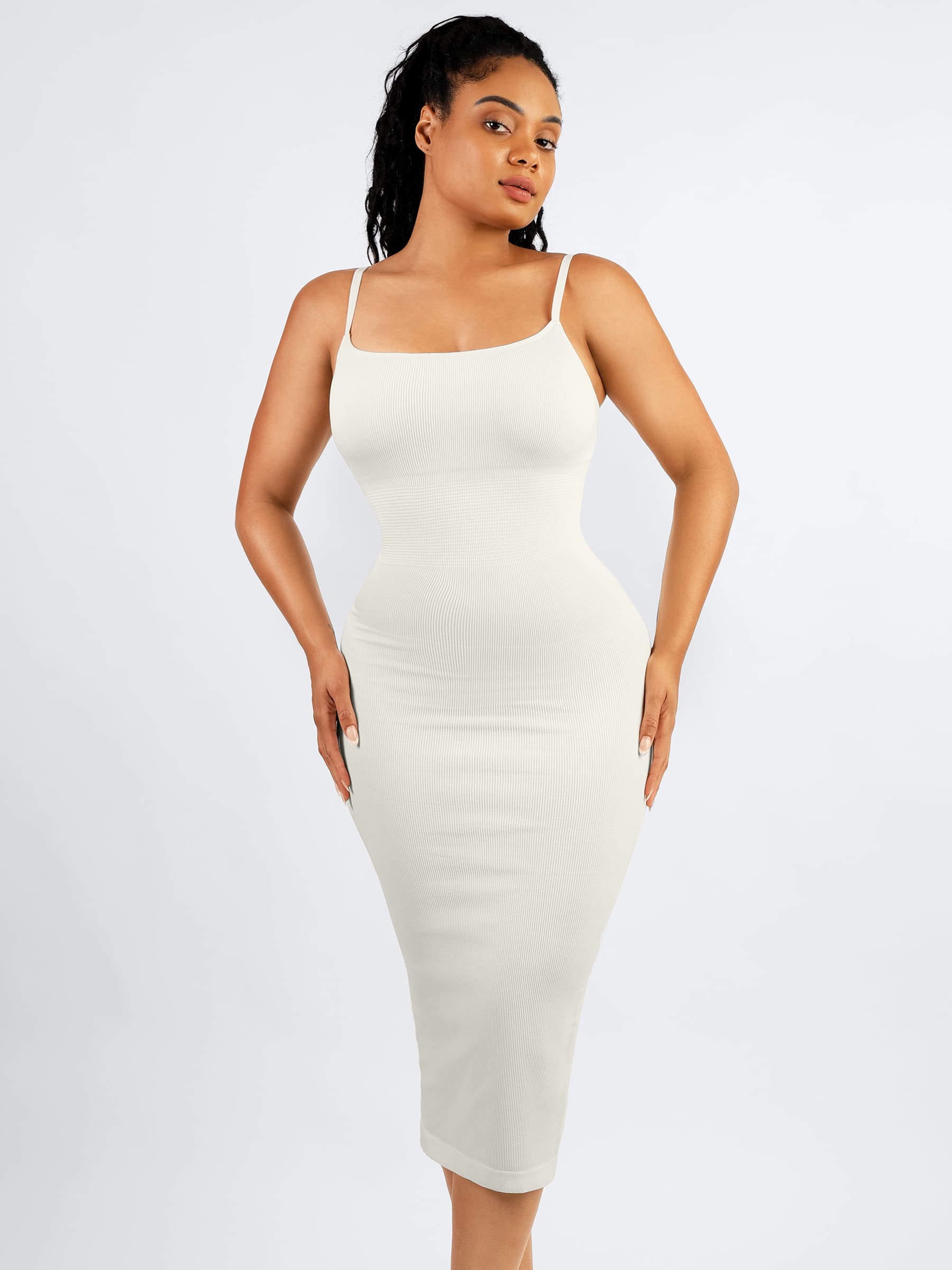 MyCurve Seamless Shaping Slip Dress with Built-In Bra and Adjustable Straps